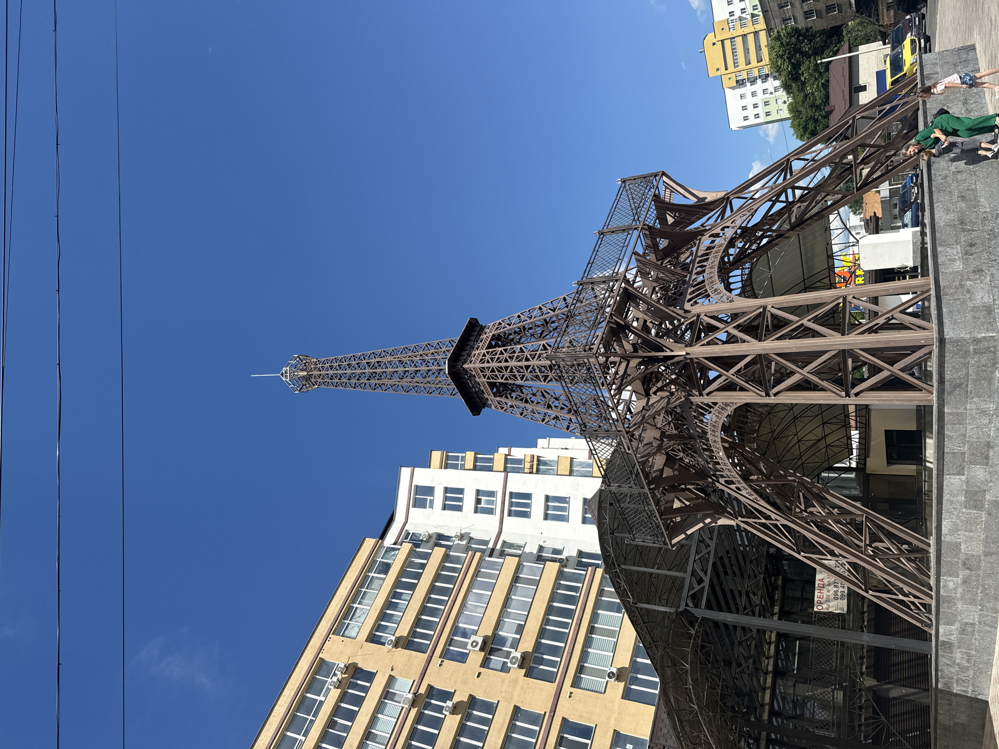 Eiffel Tower replica and fresh strawberries in Vinnytsia