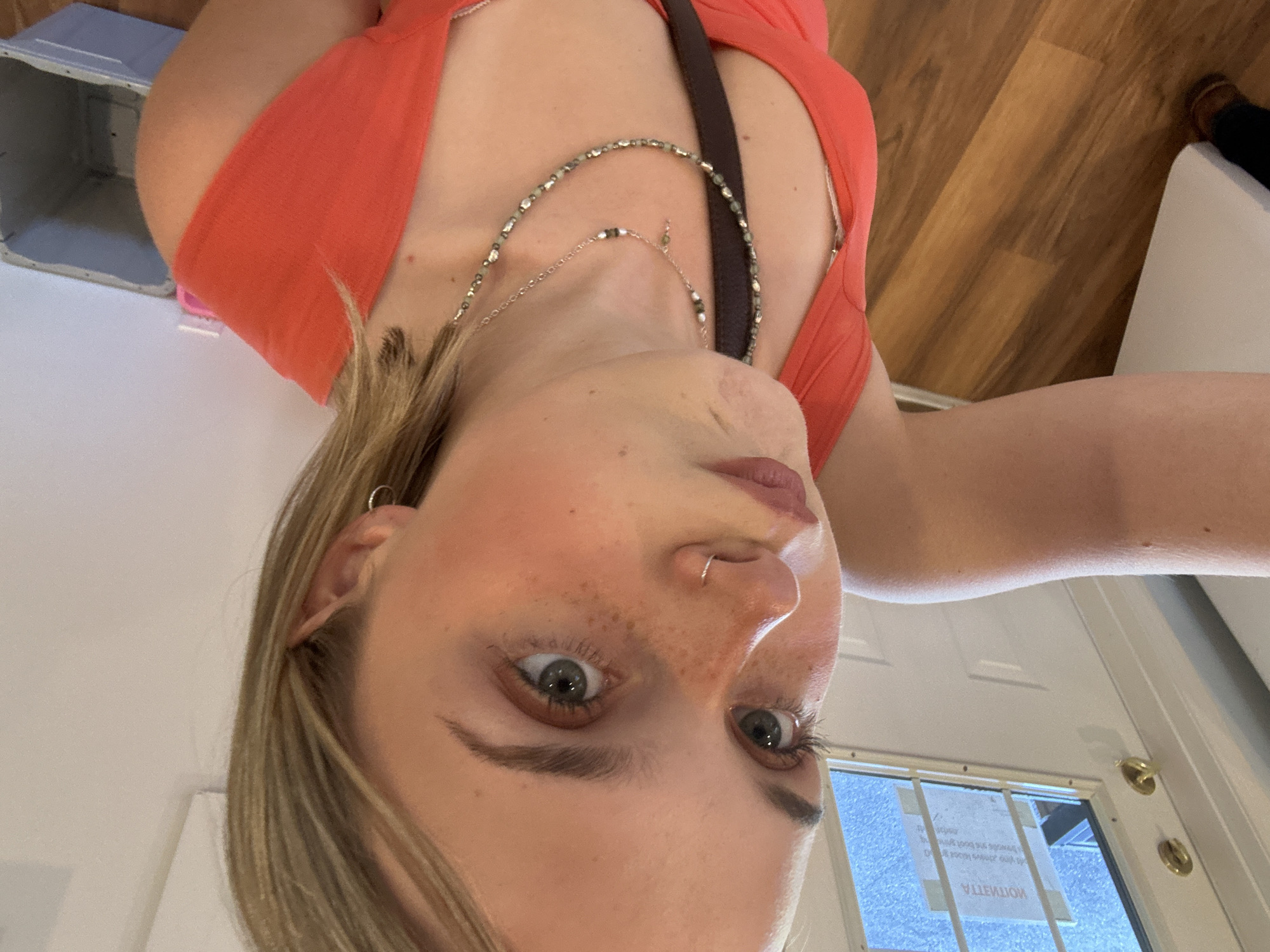 Woman takes late-night selfie in Kelowna, Canada