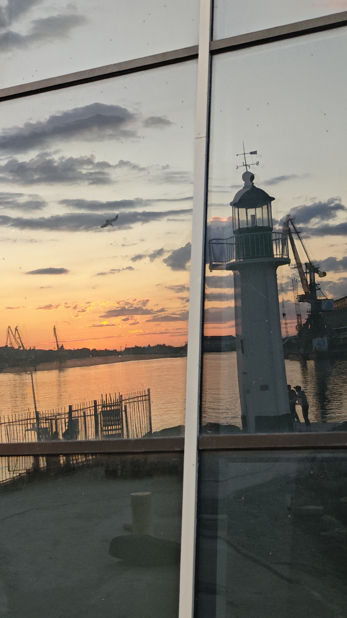 Evening maritime scenes captured in Burgas harbor during sunset