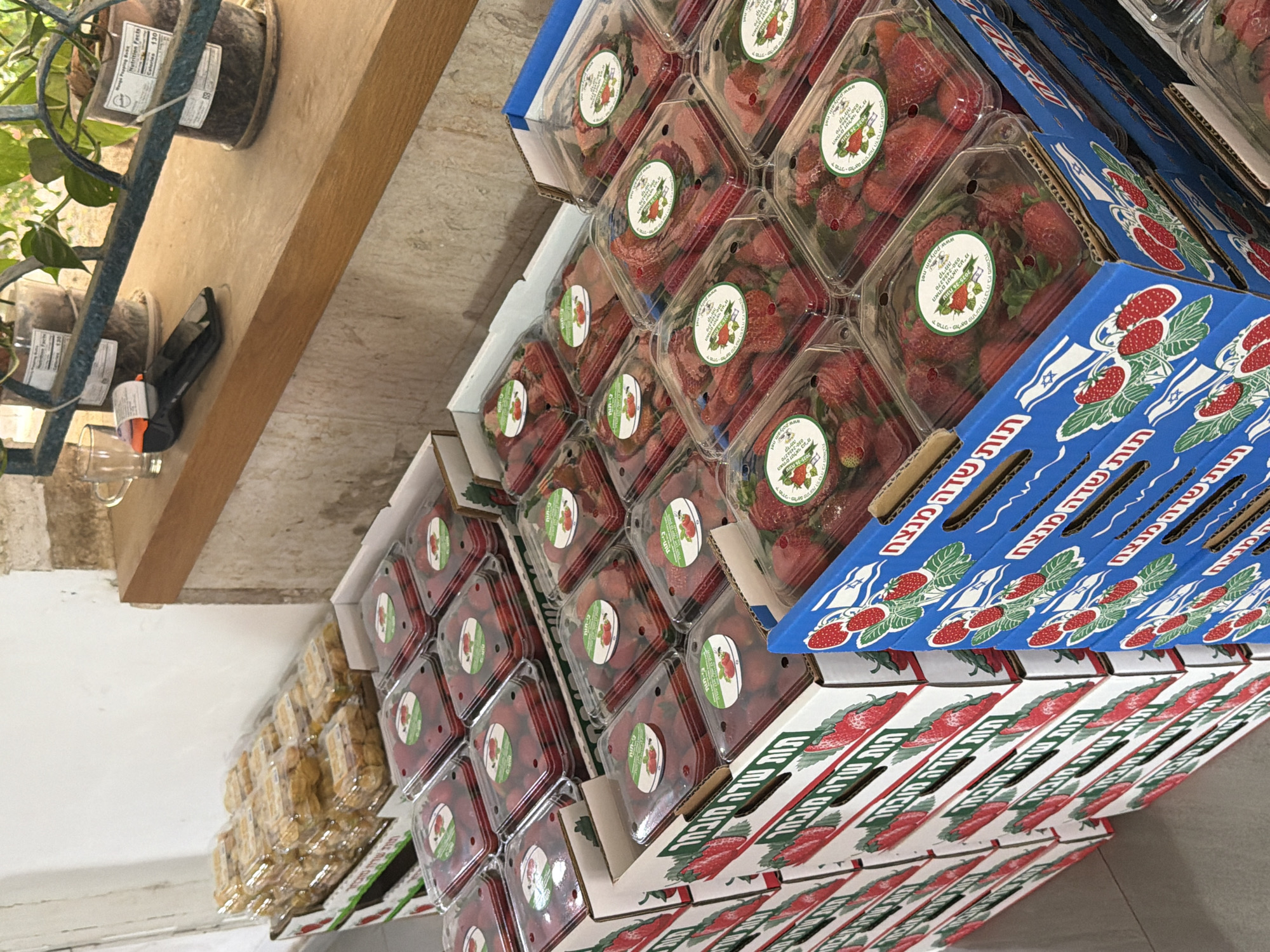 Fresh strawberries stocked at Bat Yam market facility