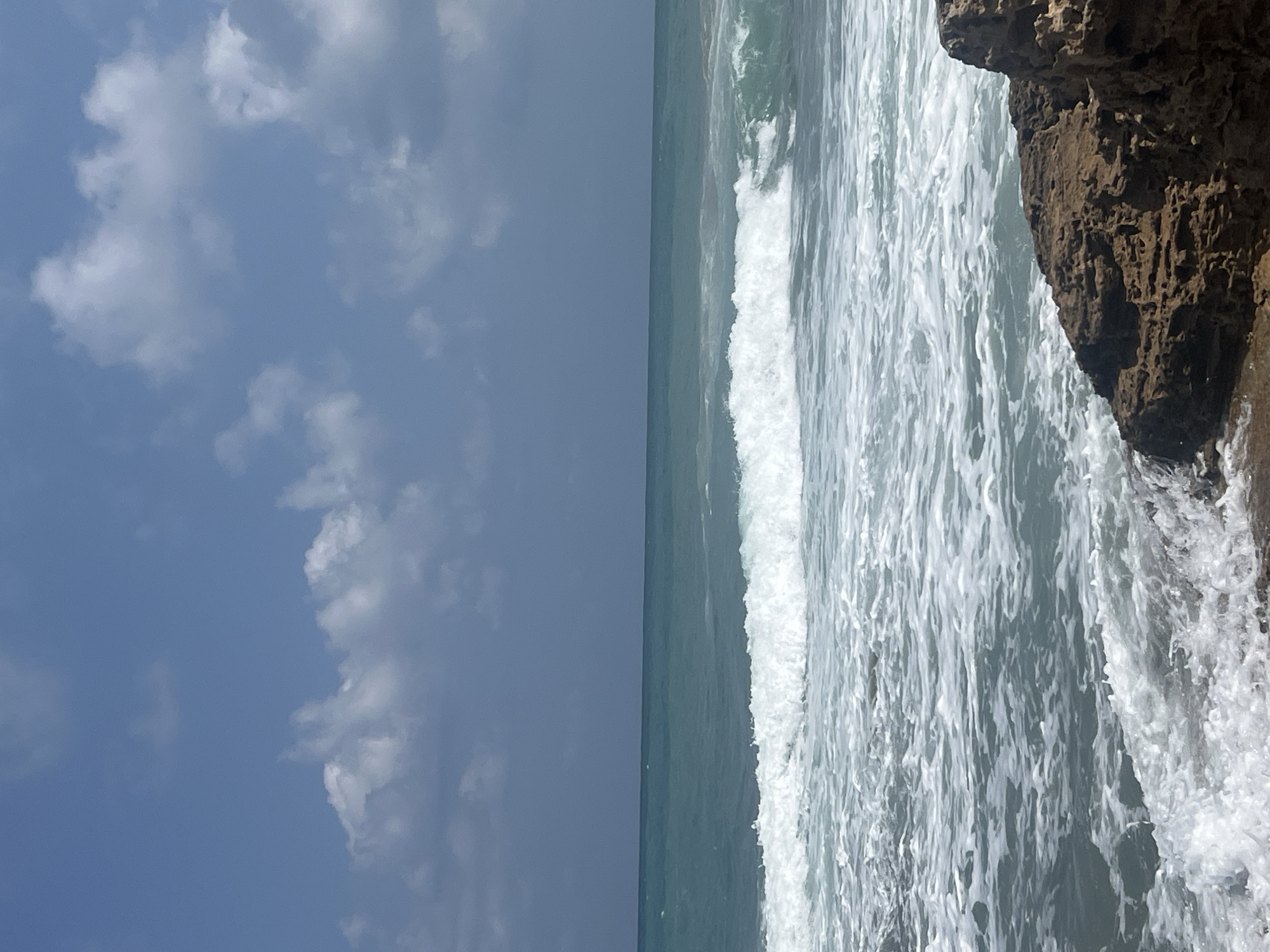 Thumbs down at the rocky shore of Palmachim Beach