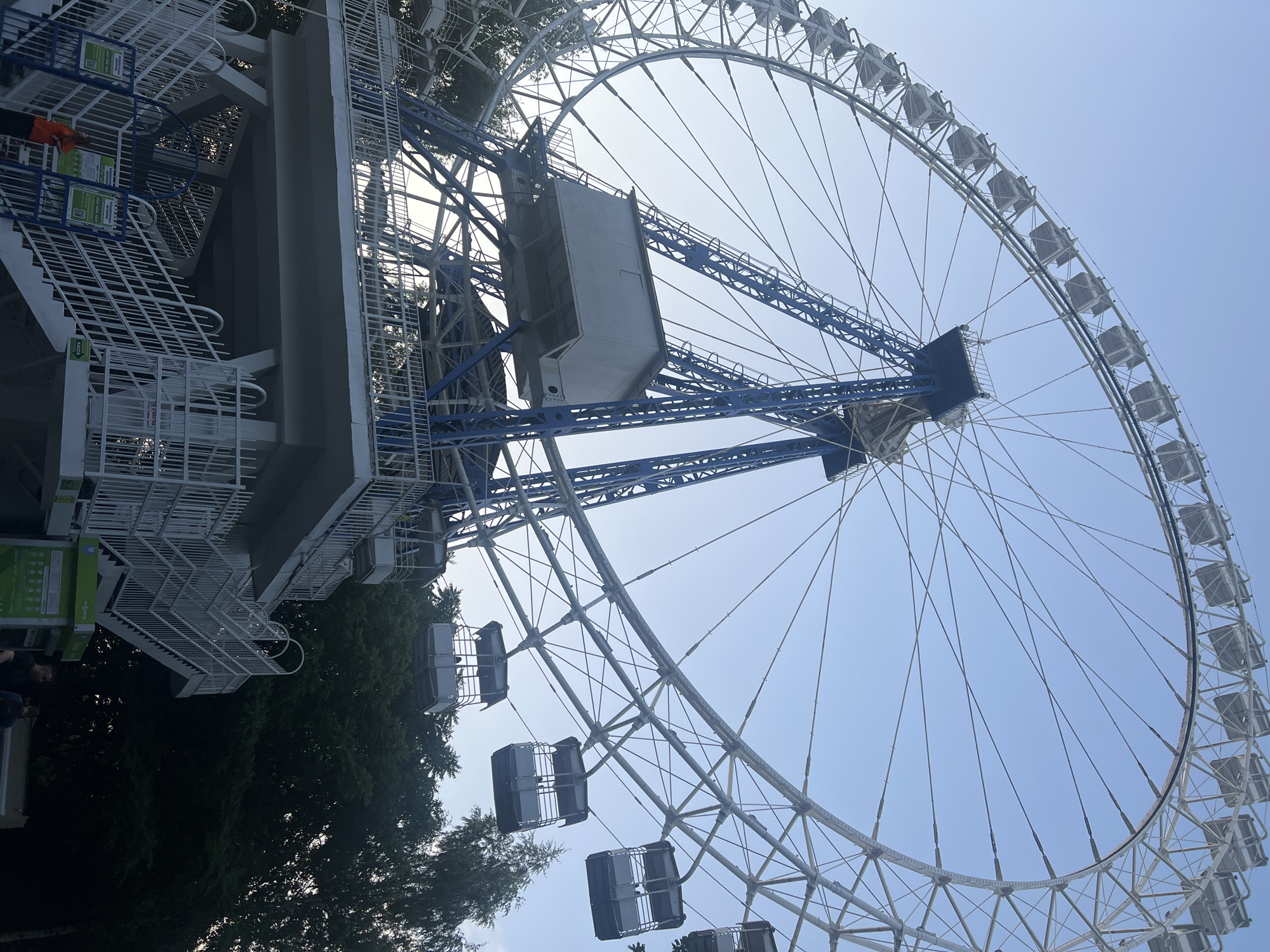Summer evening at a Moscow park lake and Ferris wheel