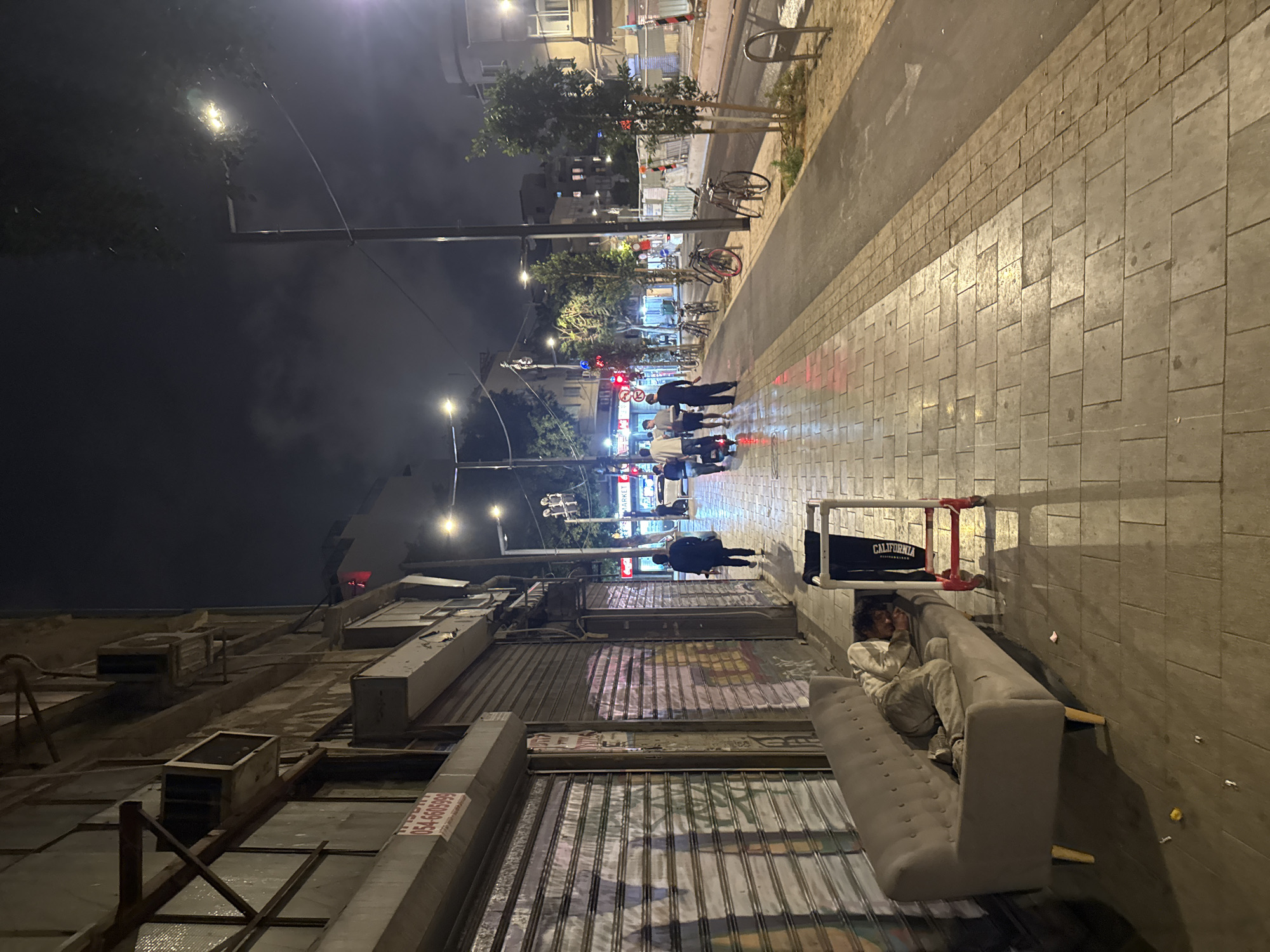 Nighttime urban scenes documented across Tel Aviv neighborhoods
