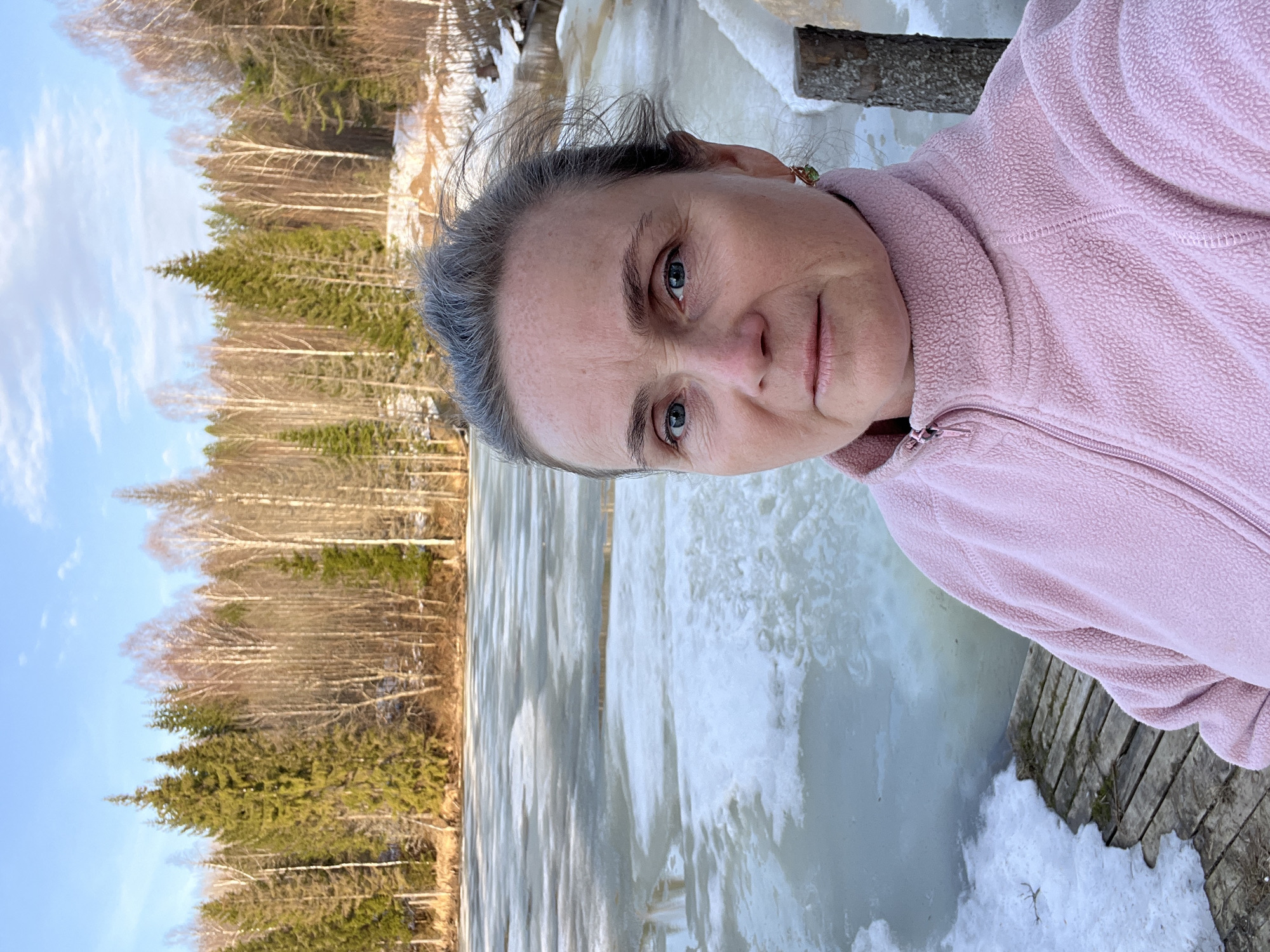 Woman explores frozen Russian countryside near Zhigalki