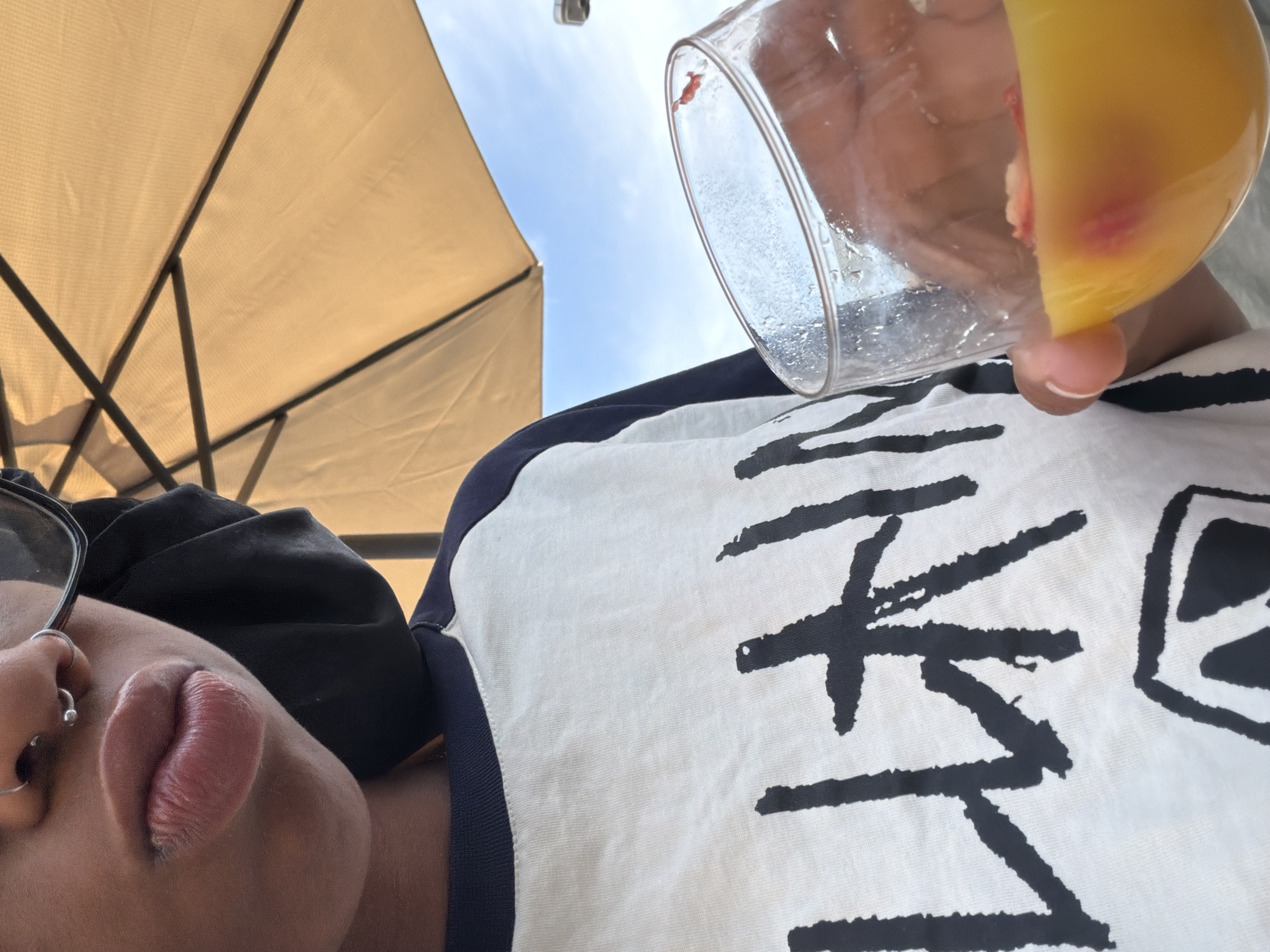 Person enjoys outdoor meal and relaxation time in Indio