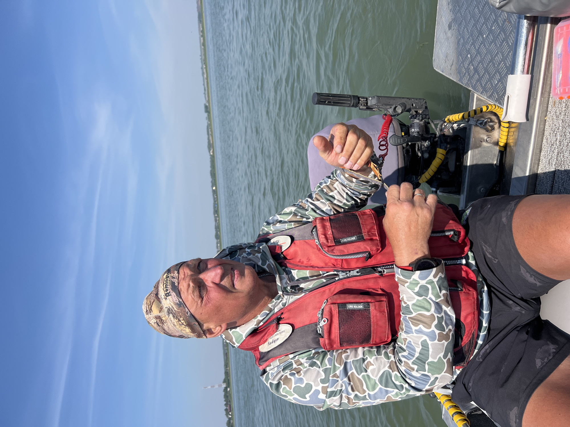 Out on the water near Novopichugovo in full fishing kit