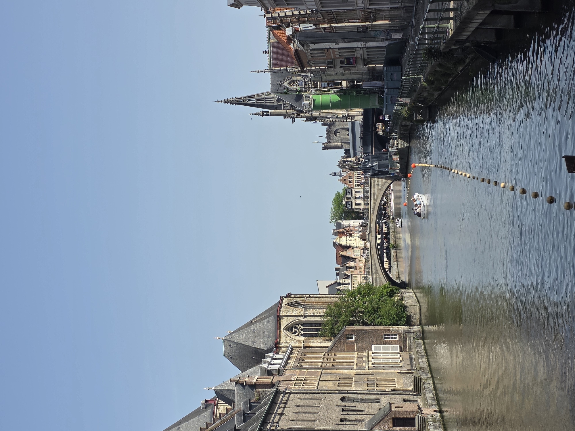 Historic Ghent waterfront photographed along Leie River quays