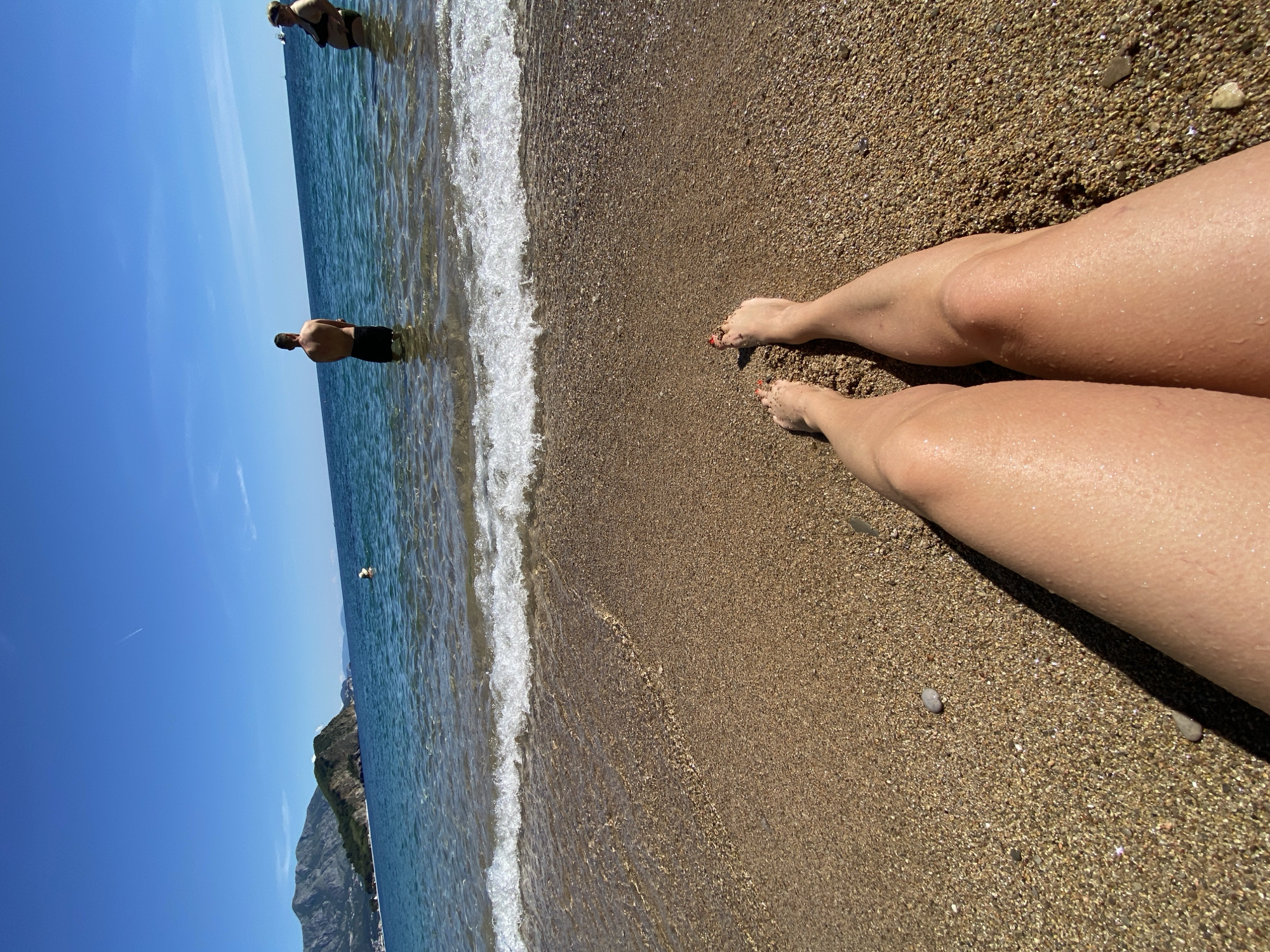 Beach day captured in Budva, Montenegro tourist area