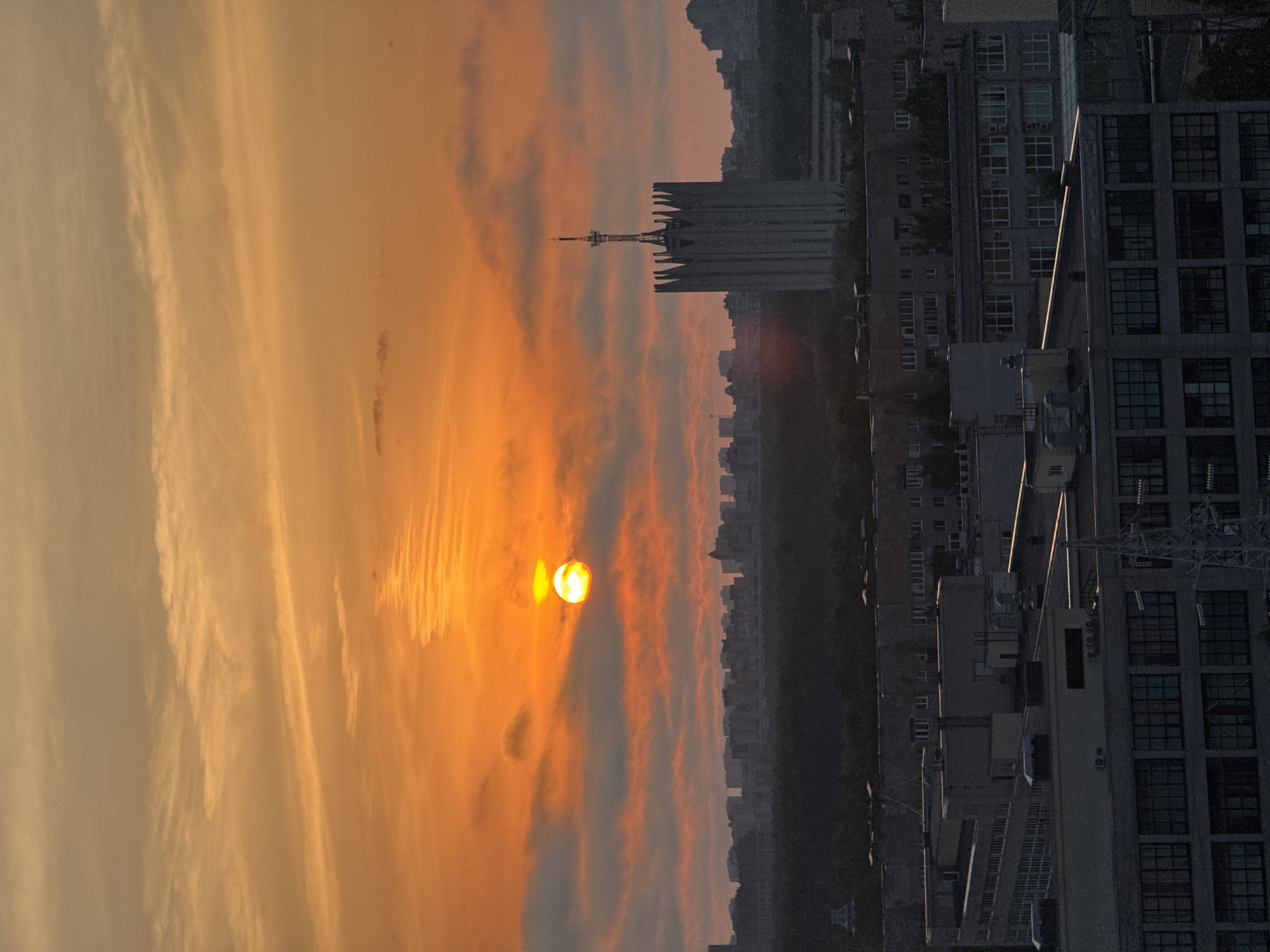 Sunset observed over Sinyavino, Russia cityscape