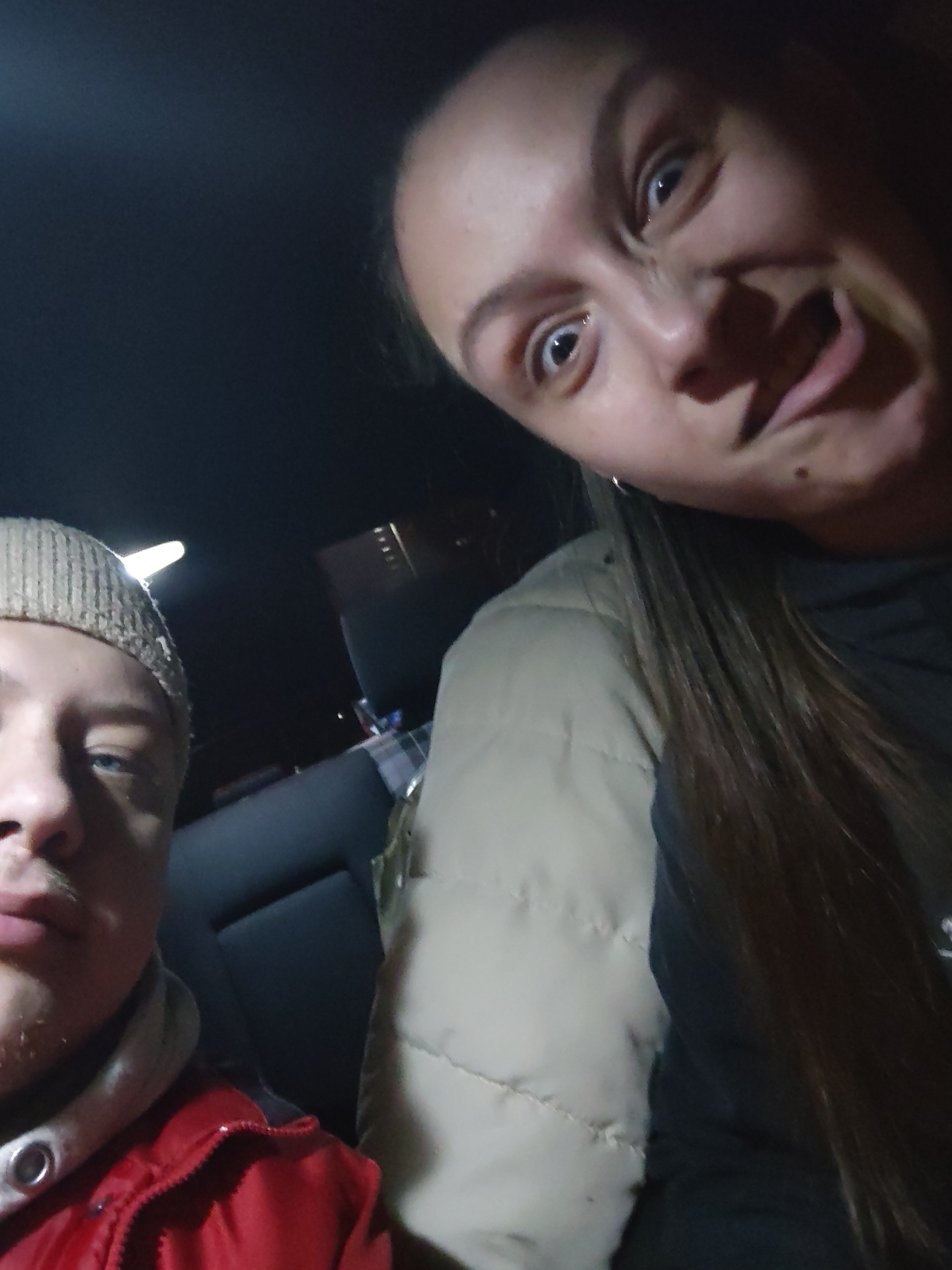Two people photographed making faces indoors in Vratsa
