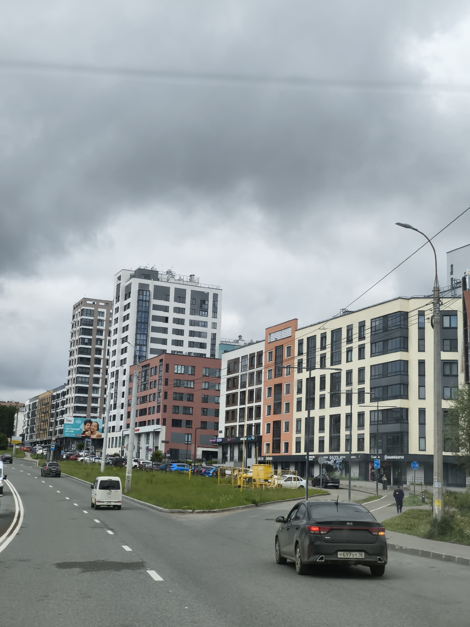 Morning car journey documented through Izhevsk streets