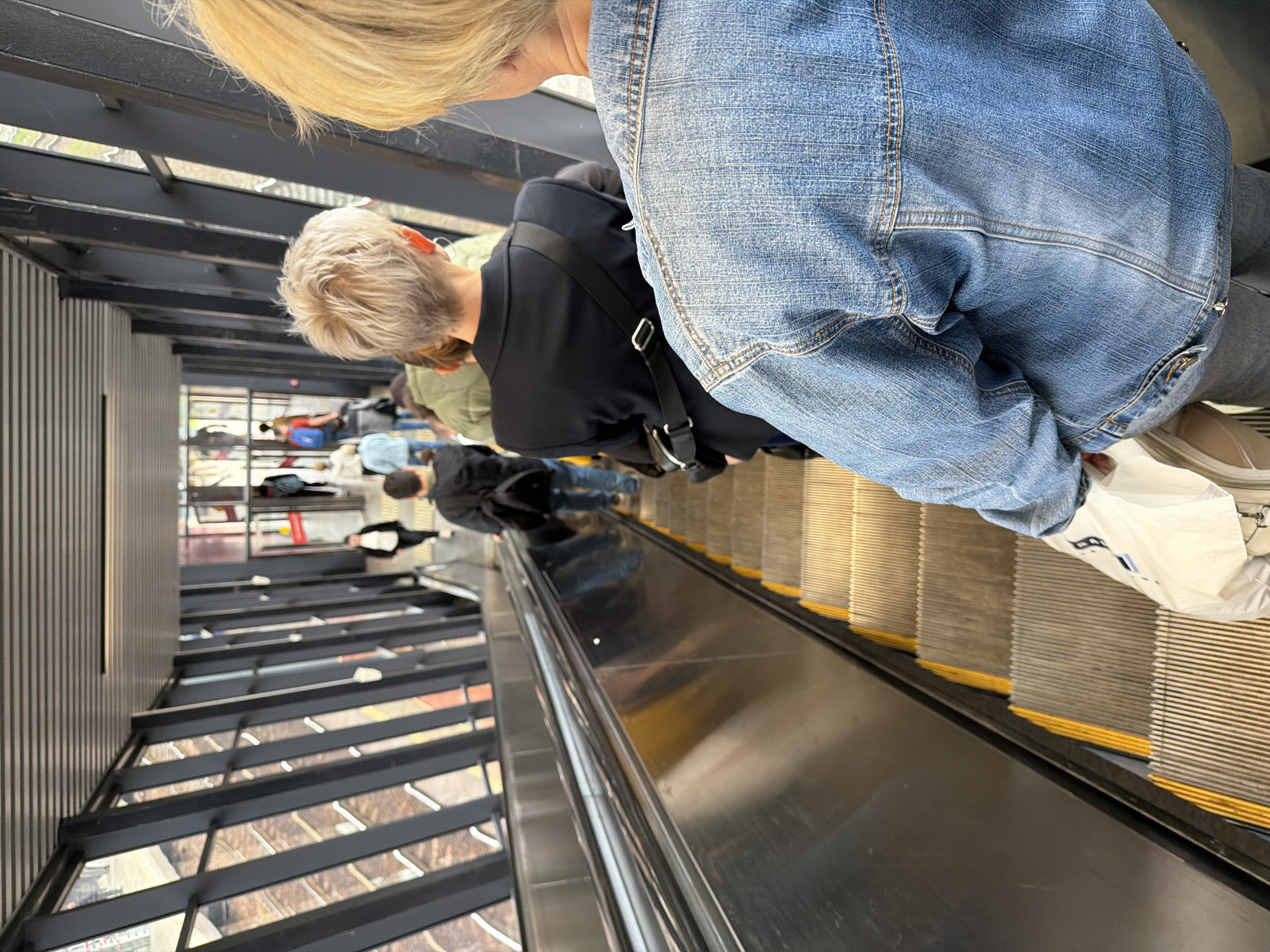 Morning commuters at Shcherbinka station platform, Moscow suburbs.