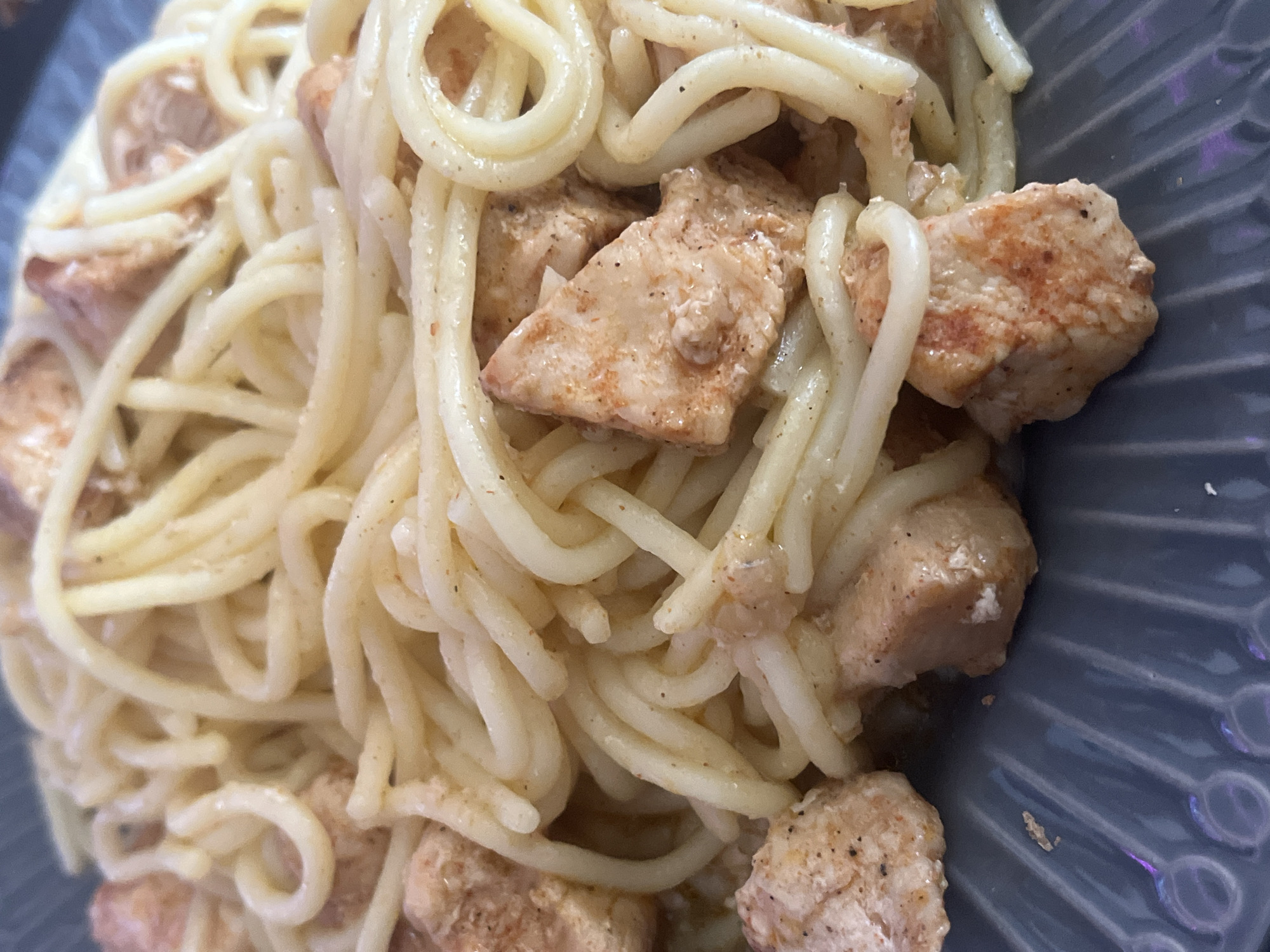 Pasta and chicken meal documented in Russia morning