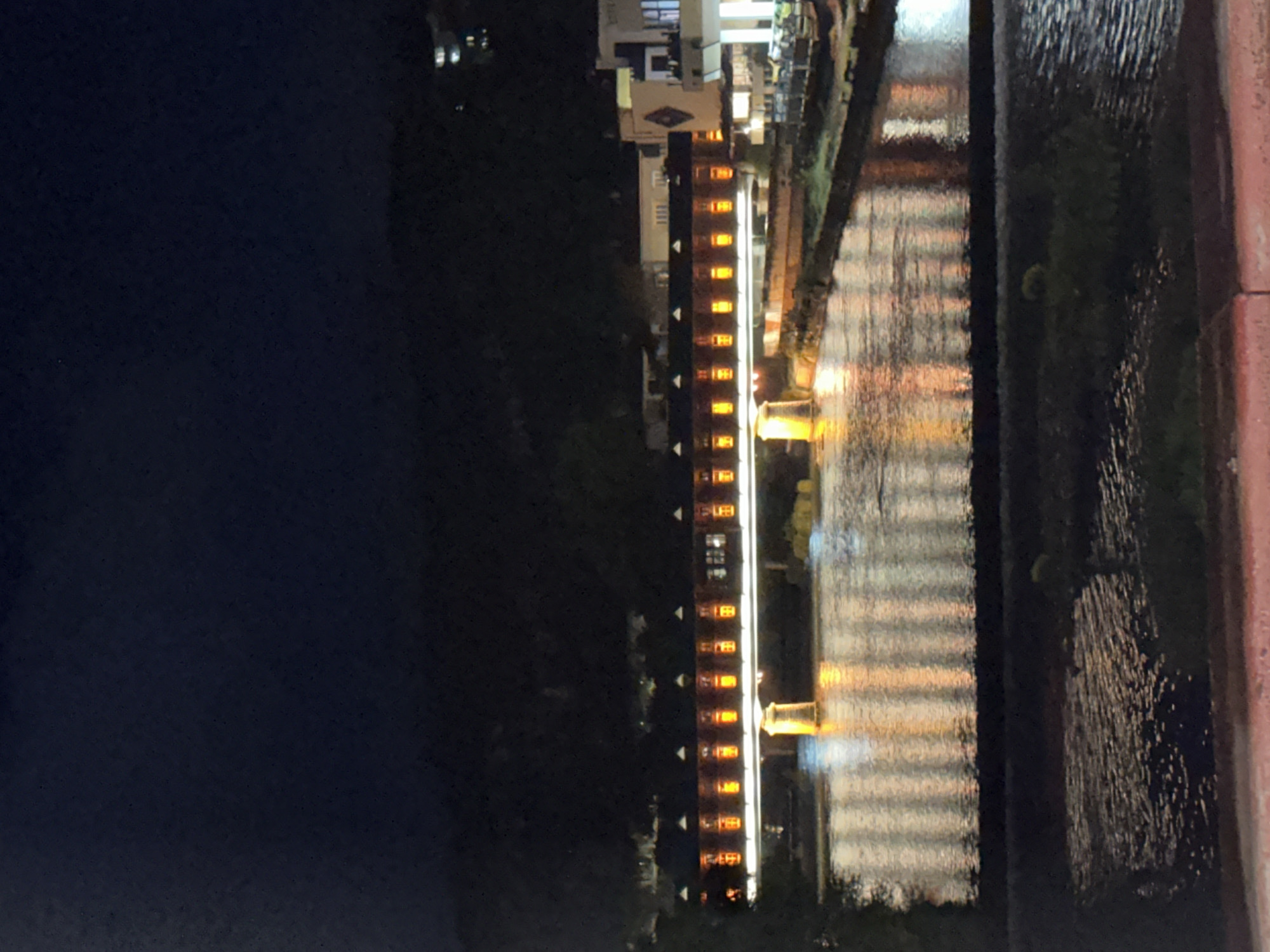 Illuminated bridge photographed at night in Lovech, Bulgaria