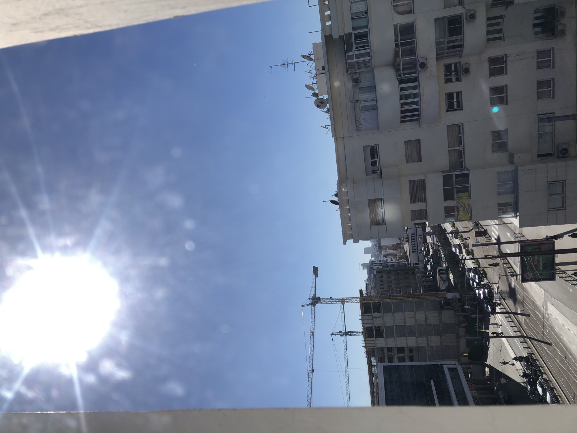 Elevated view captured of Casablanca cityscape from window