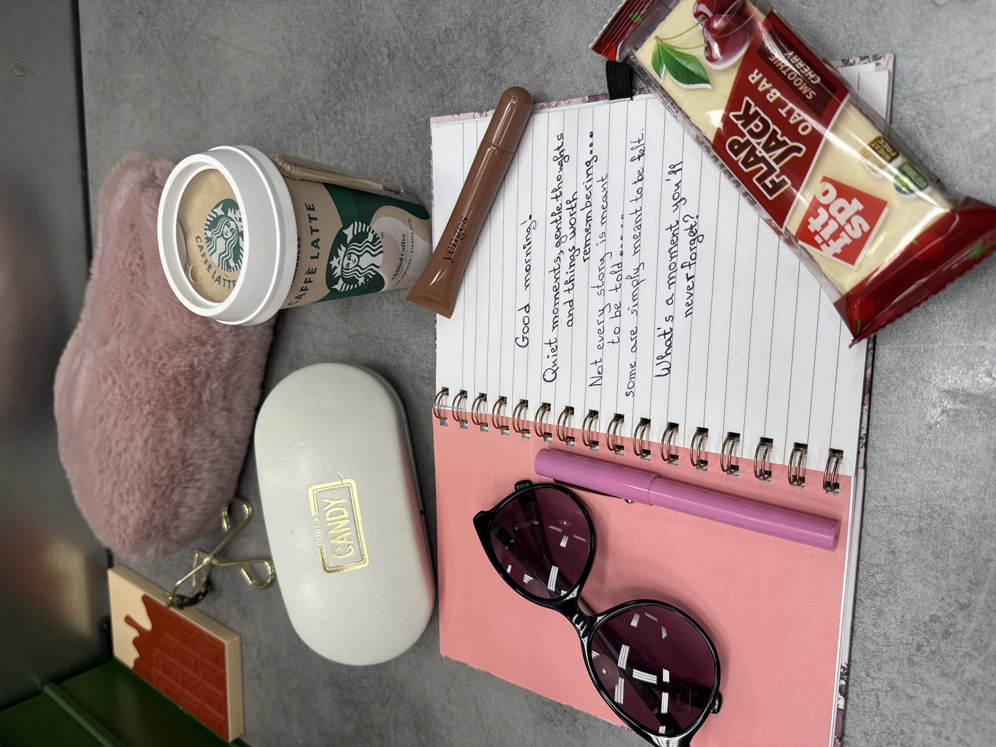 Morning ritual flat lay with coffee and affirmations in Sofia