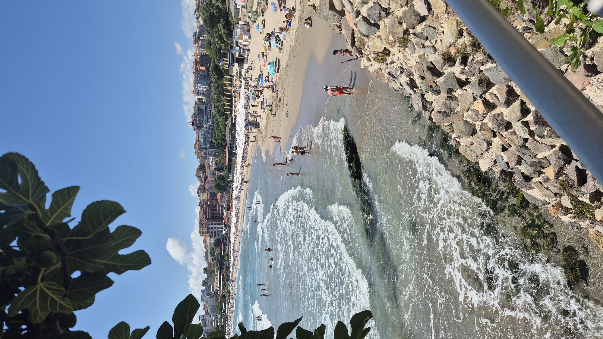 Sozopol's Old Town beaches, streets, and seafront on a busy summer morning