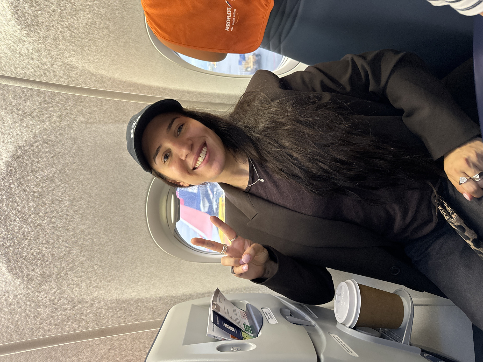 Passenger boards Aeroflot flight at Moscow Sheremetyevo Airport