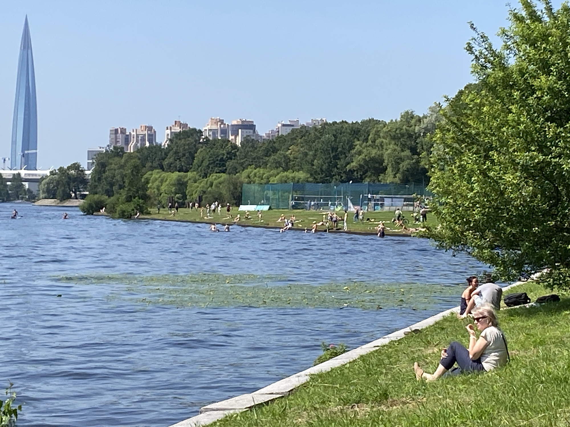 Sunny day at St. Petersburg's waterfront marina and park