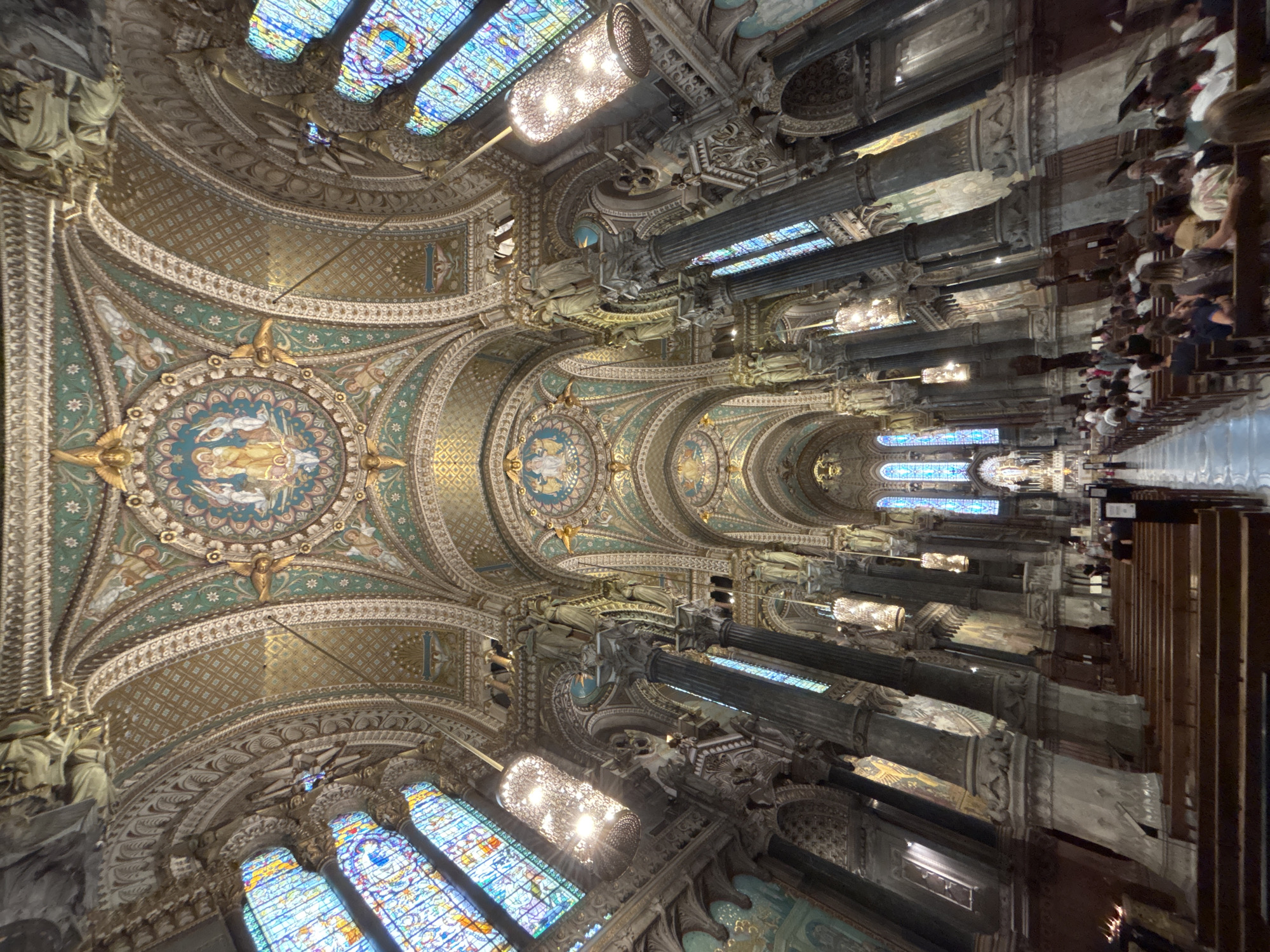 Visitor documents Lyon's Notre-Dame de Fourvière Basilica and historic staircase