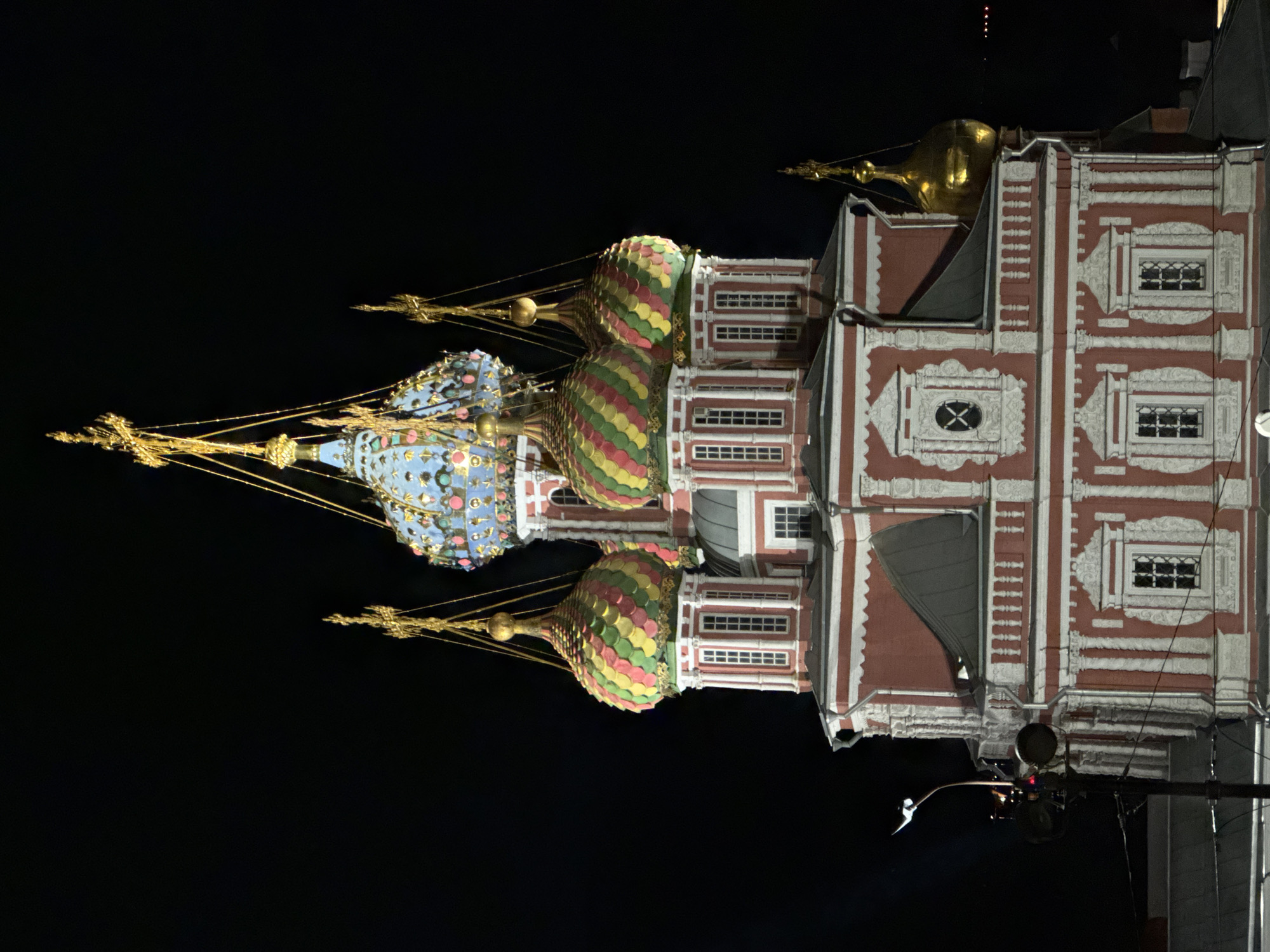 Nizhny Novgorod's illuminated church towers at night