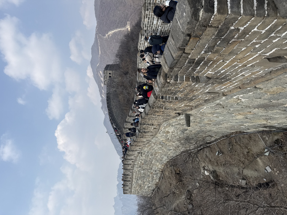 Tourists visit Great Wall's Mutianyu section under cloudy skies
