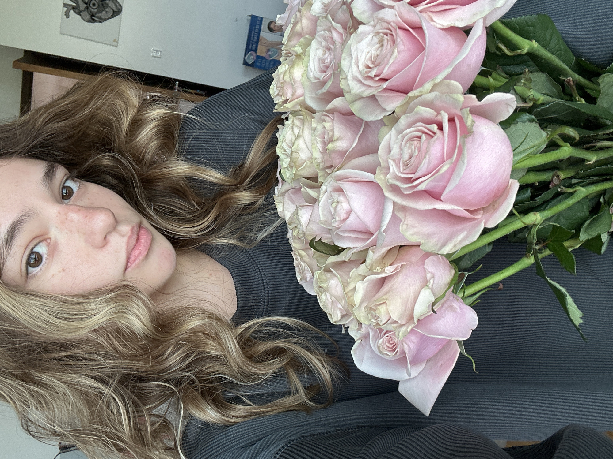 Pink roses and an anatomical heart print, San Bernardino Tlaxcalancingo