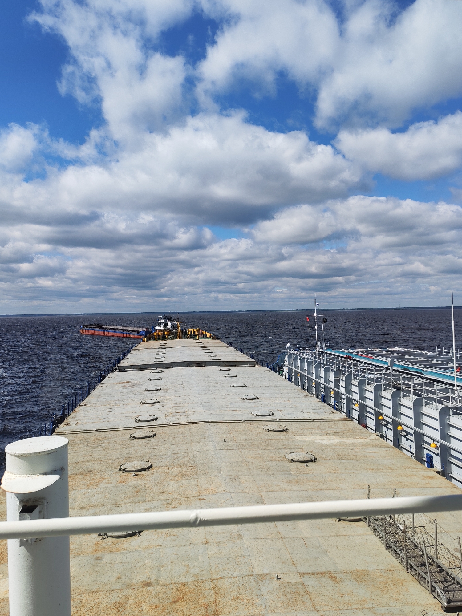 Barge deck view documented on Russian waterway