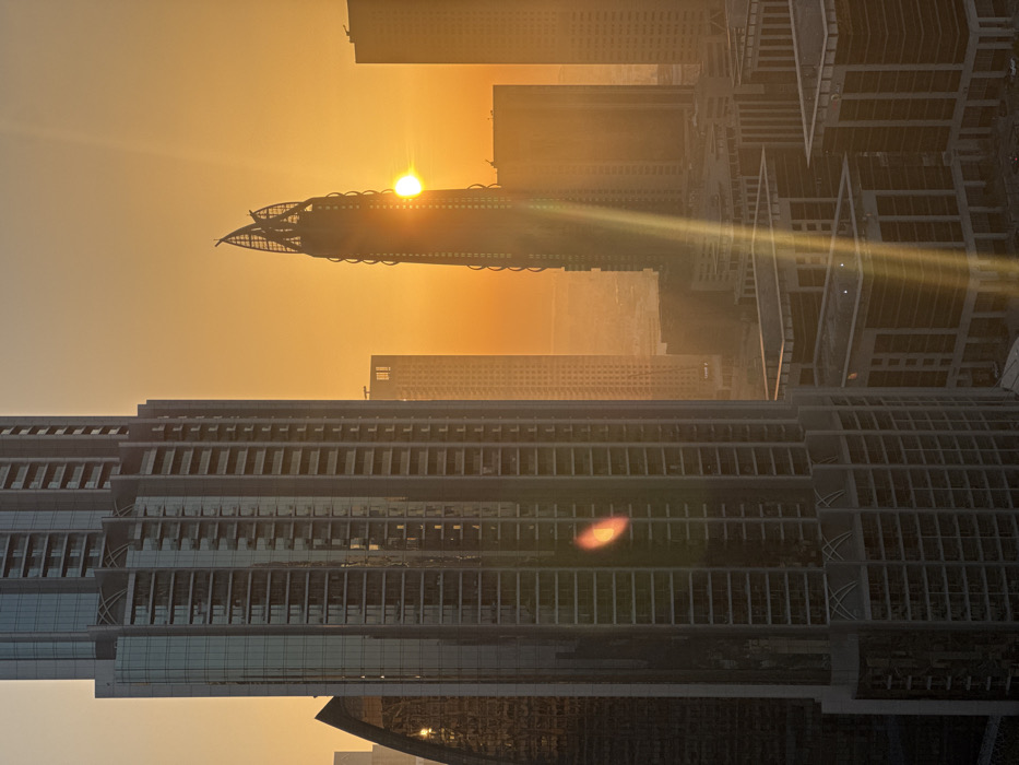 Tourist documents Dubai skyline and Burj Khalifa views
