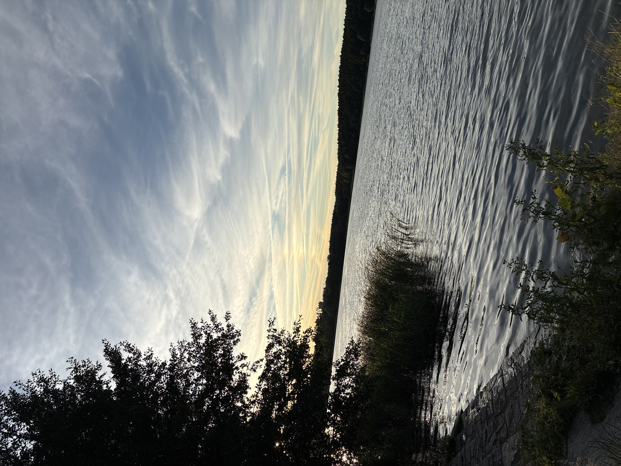 Sunset at a Pilsen lakeside park with playground time