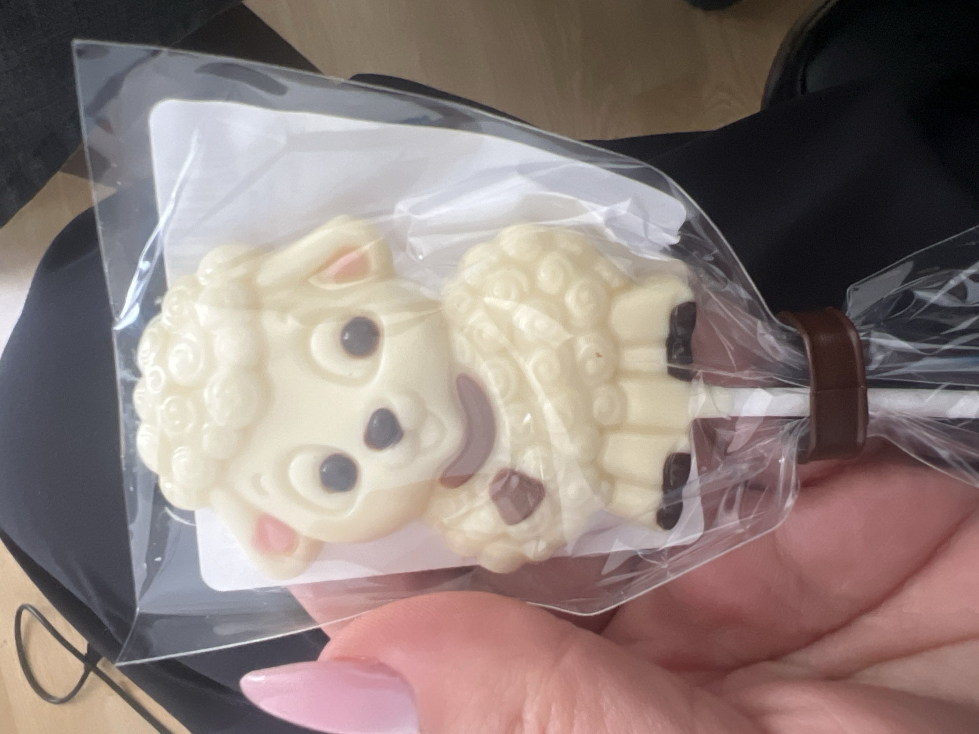 Sheep-shaped chocolate lollipop spotted in Vienna