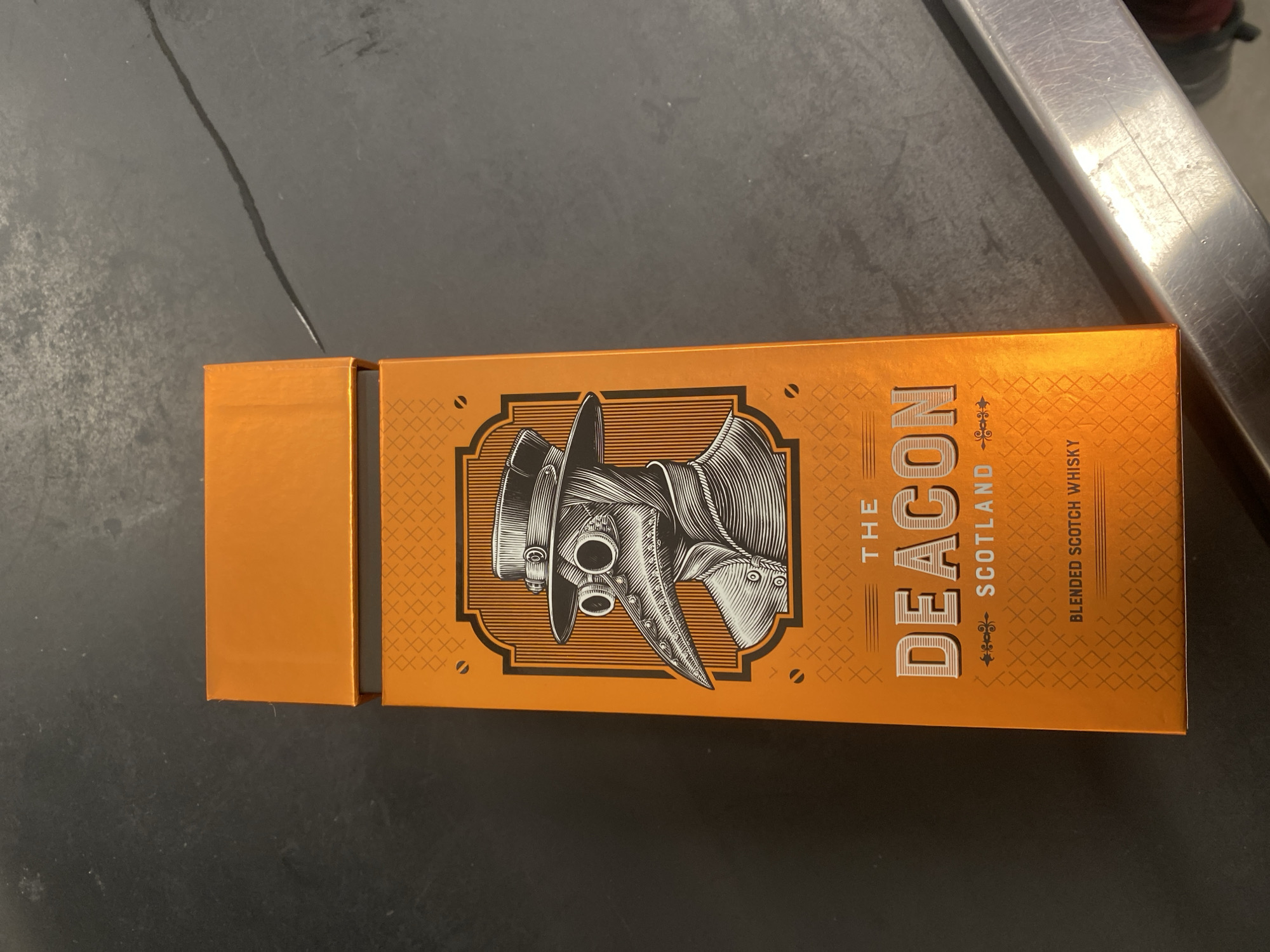 Scotch whisky box with plague doctor design spotted in Varna