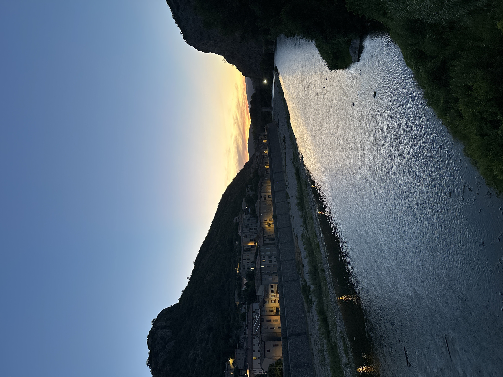 Dusk settles over Anduze and the Gardon River