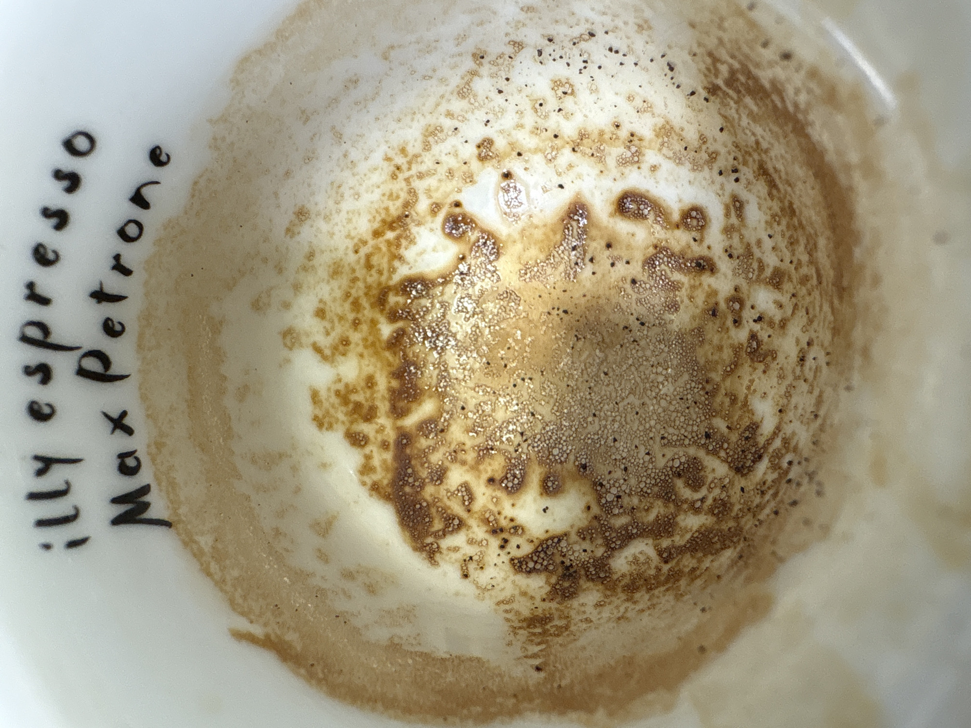 Espresso remnants captured in ceramic cup, Kazanlak Bulgaria