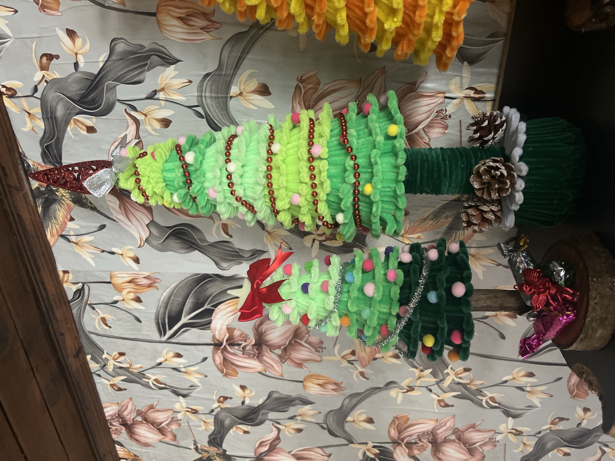 Handmade holiday decorations displayed in Bulgarian home