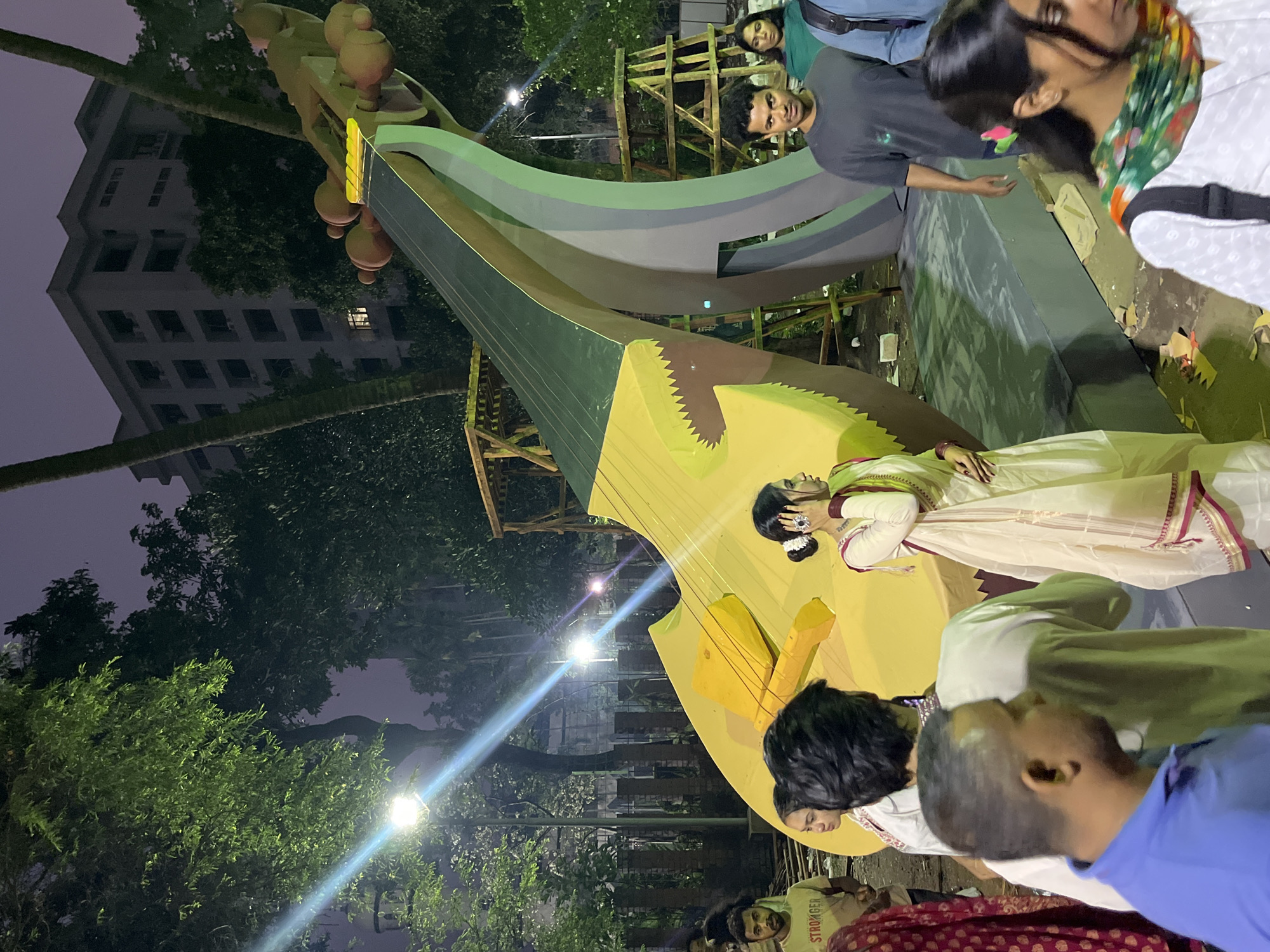 Cultural art installations under construction across Dhaka