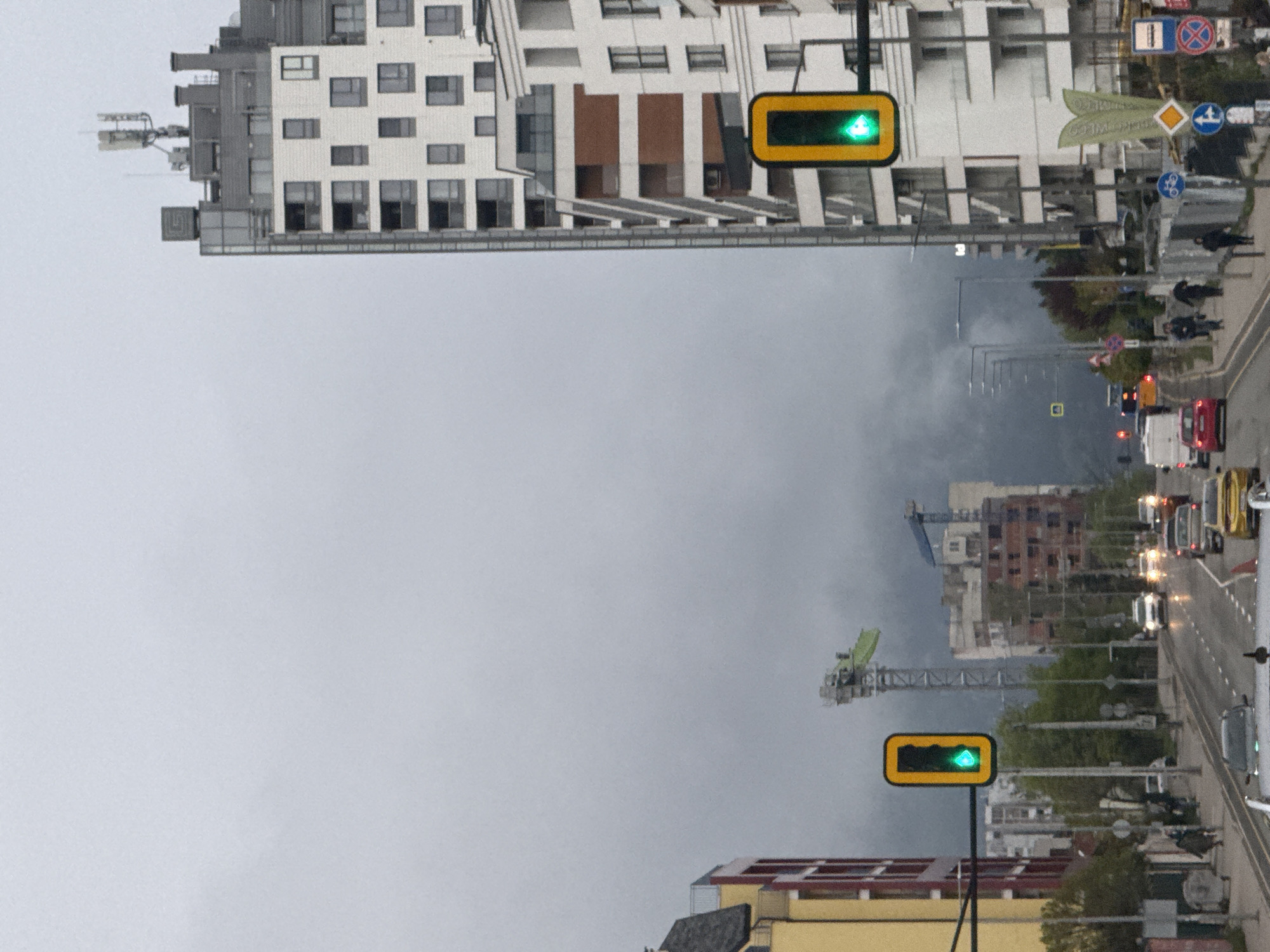 Upside-down street scene captured in Sofia, Bulgaria