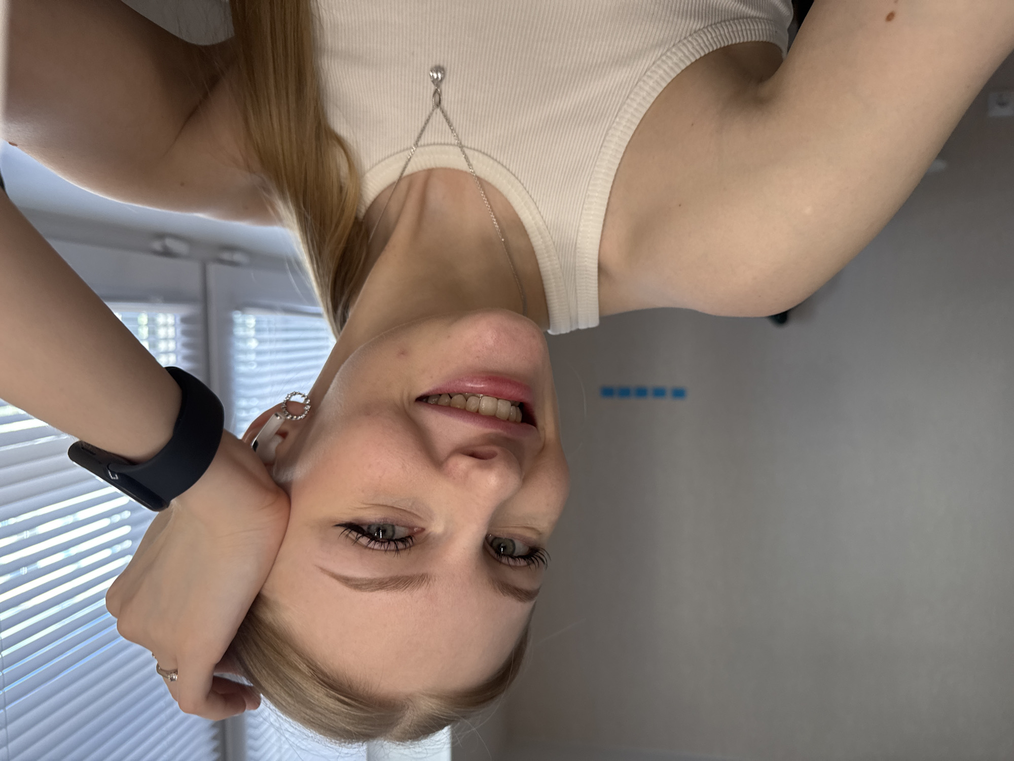 Woman takes playful selfie series in Perm, Russia