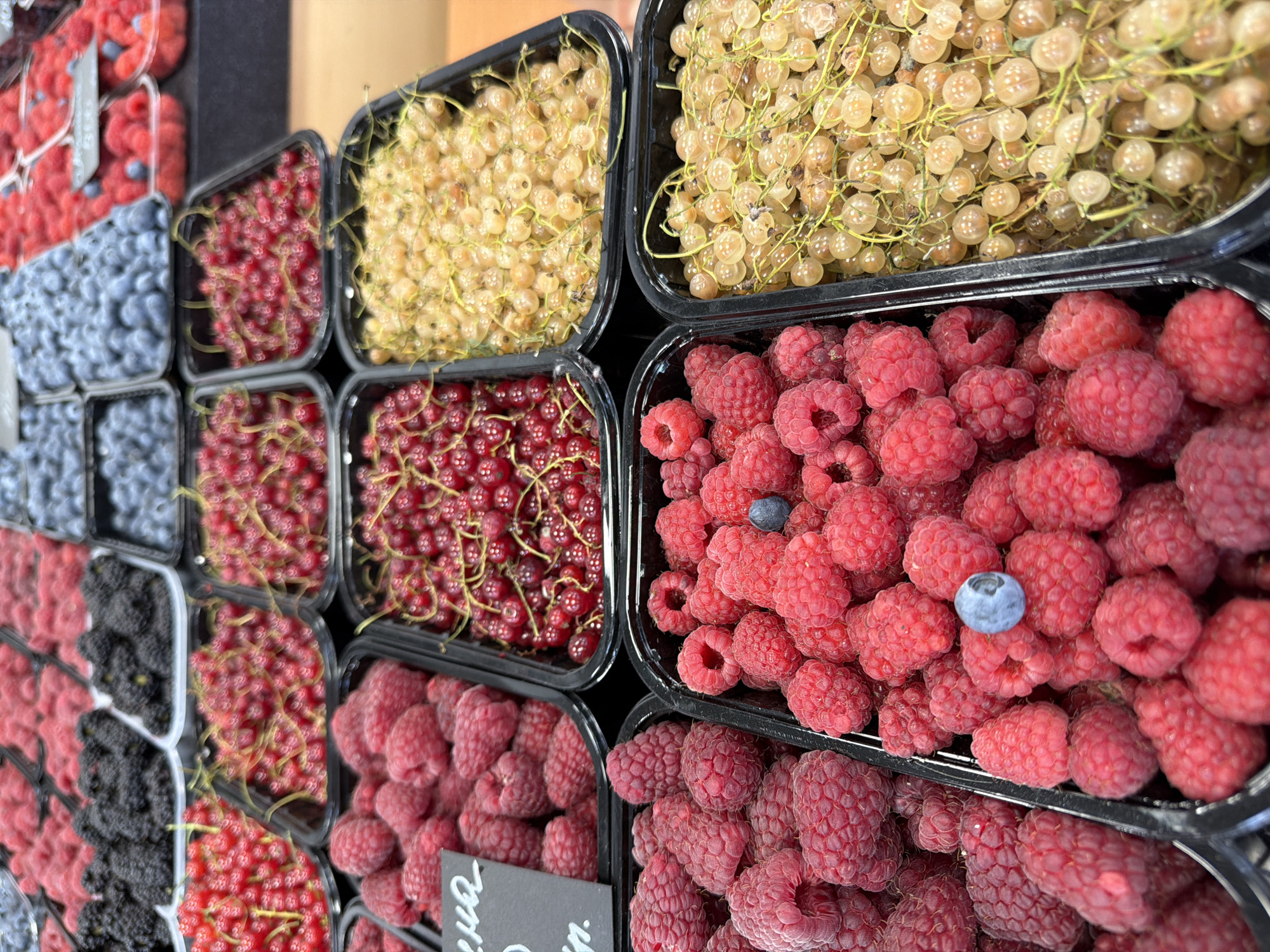 Fresh summer berries at a Saint Petersburg market, overcast July day