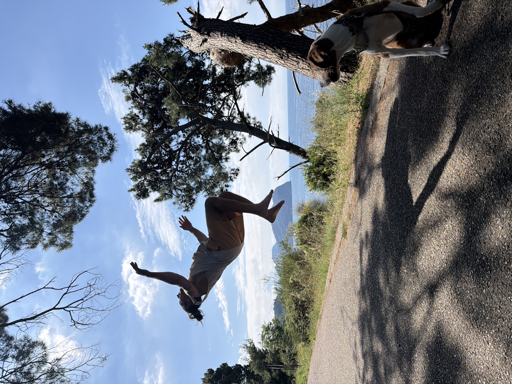 Athletic man performs aerial stunt in Montenegro coastal town