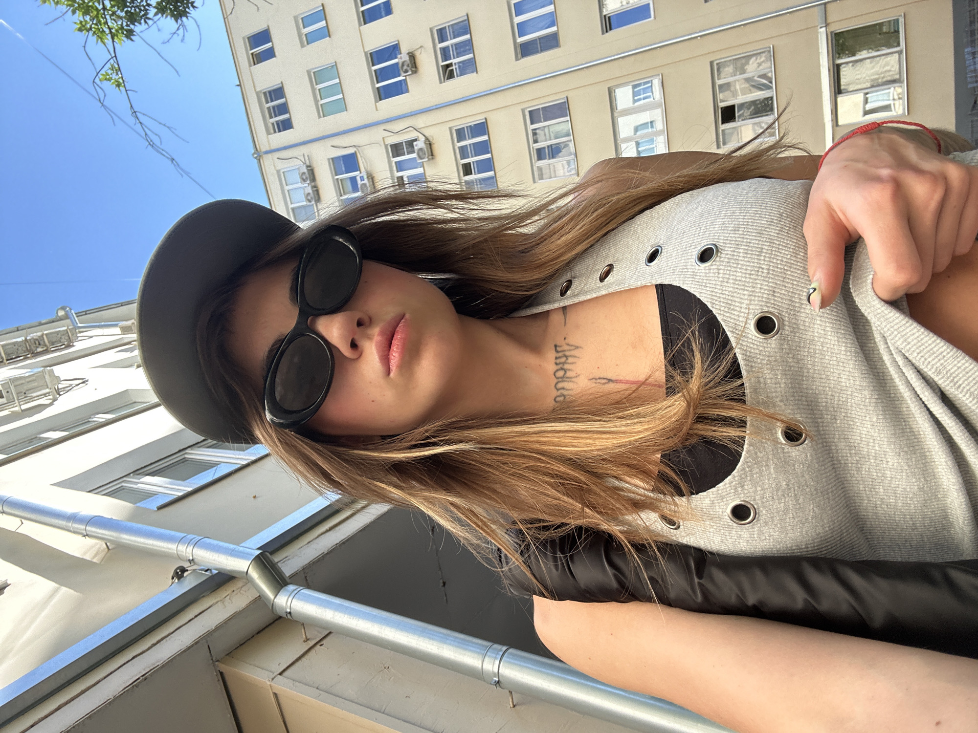 Selfie session on Moscow cobblestone streets