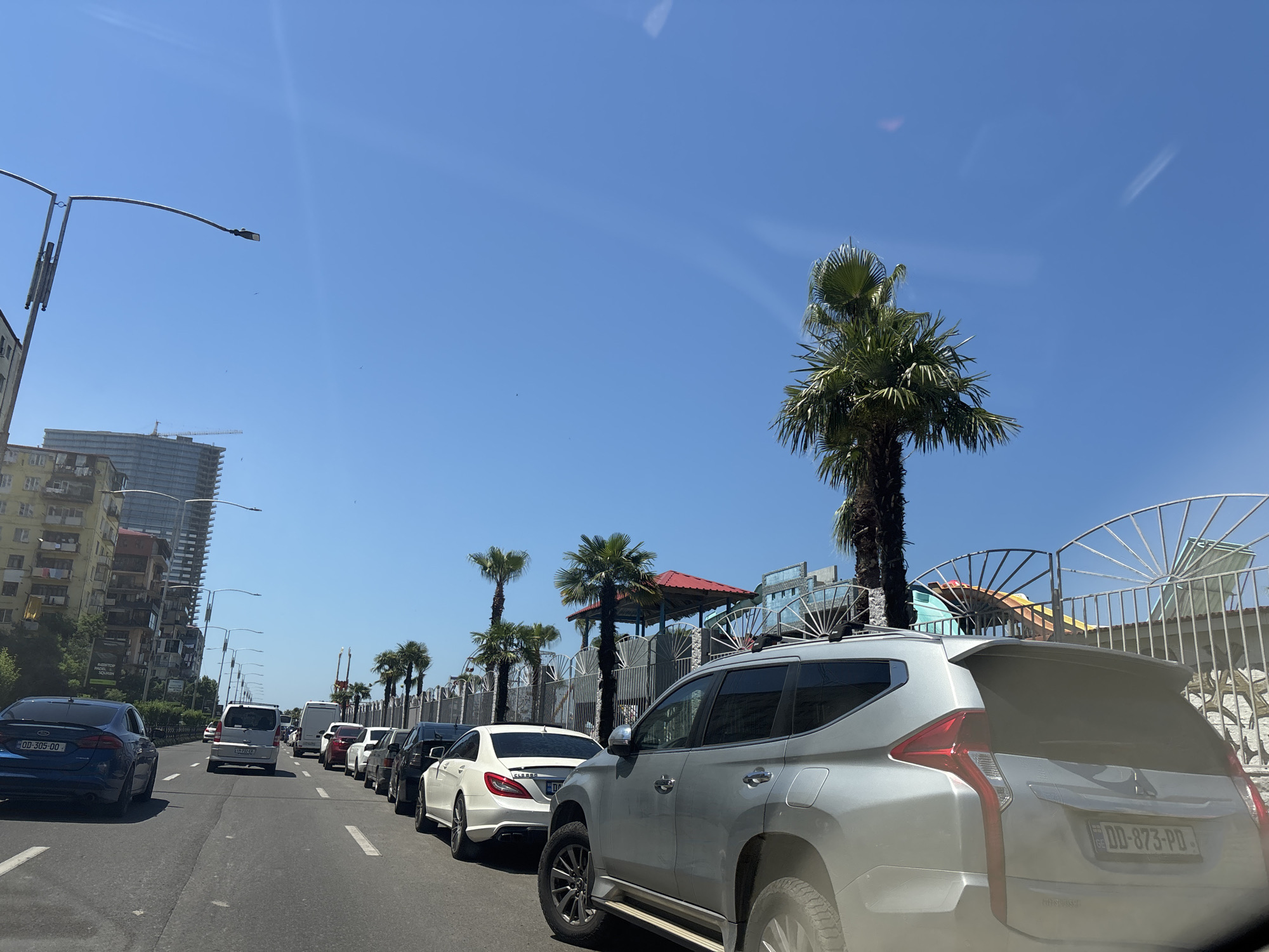 Sunny morning drive through central Batumi, Georgia