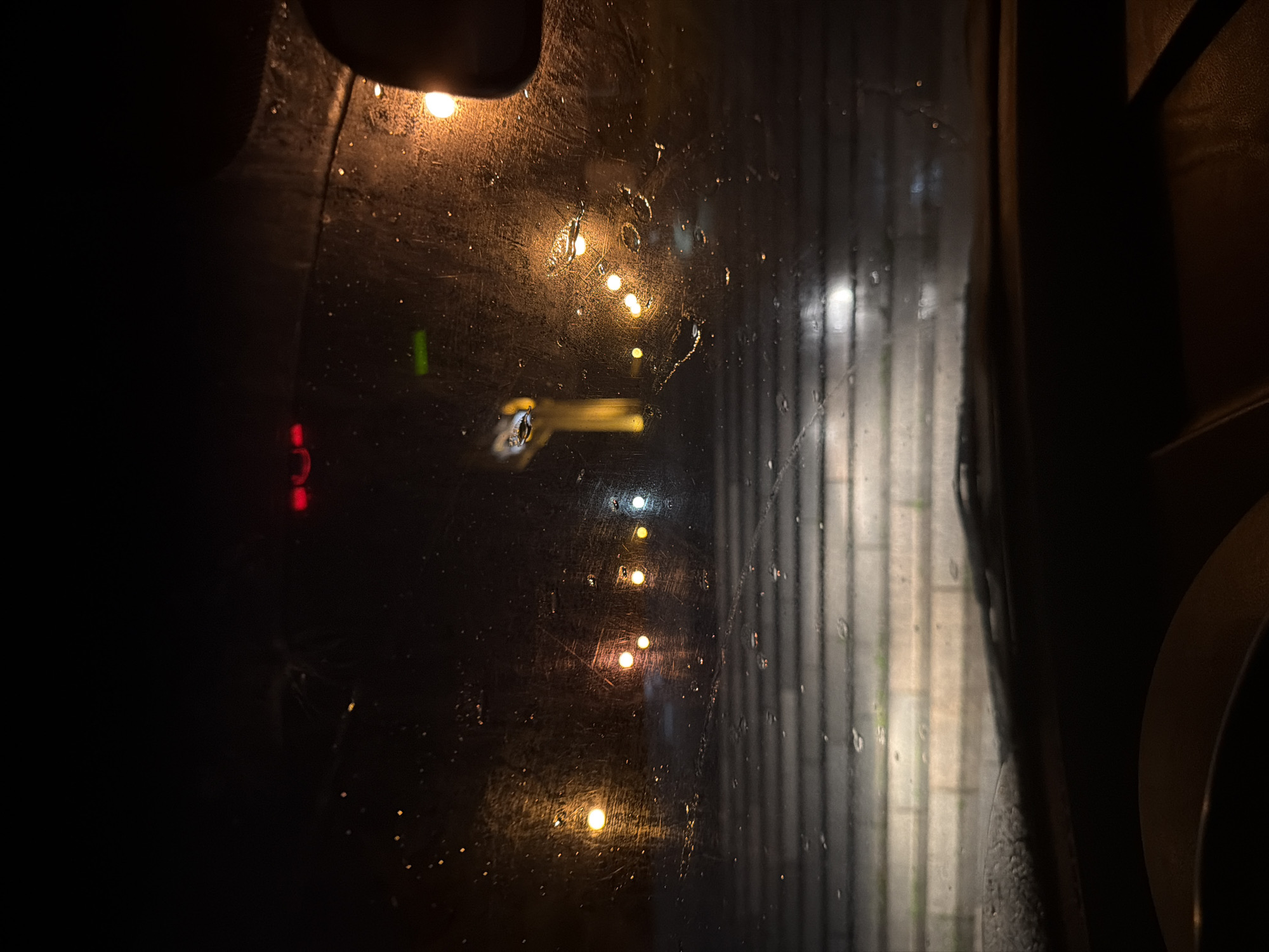 Rainy night drive through Stara Zagora streets