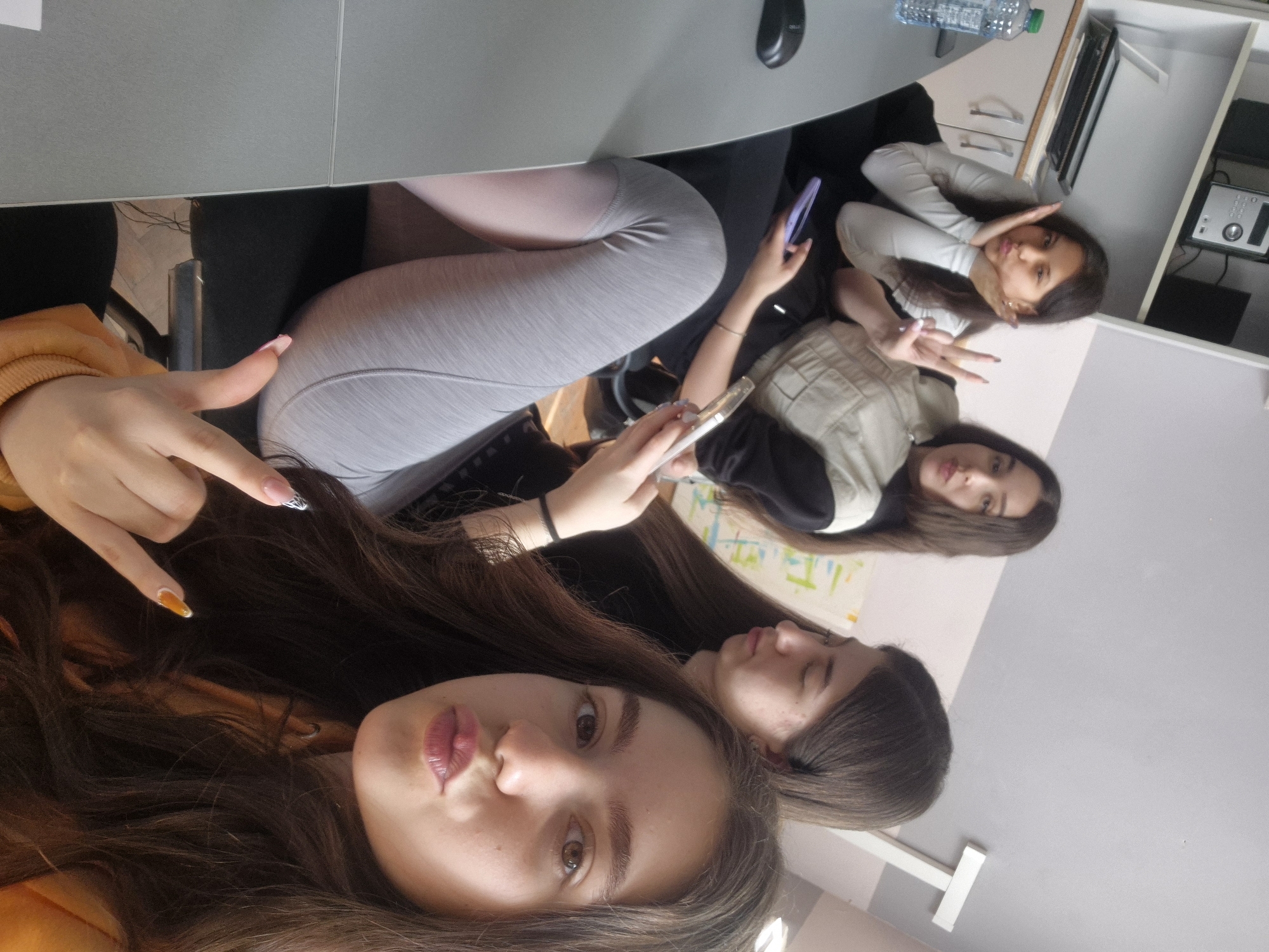 Four women take selfies during gathering in Pavlikeni, Bulgaria
