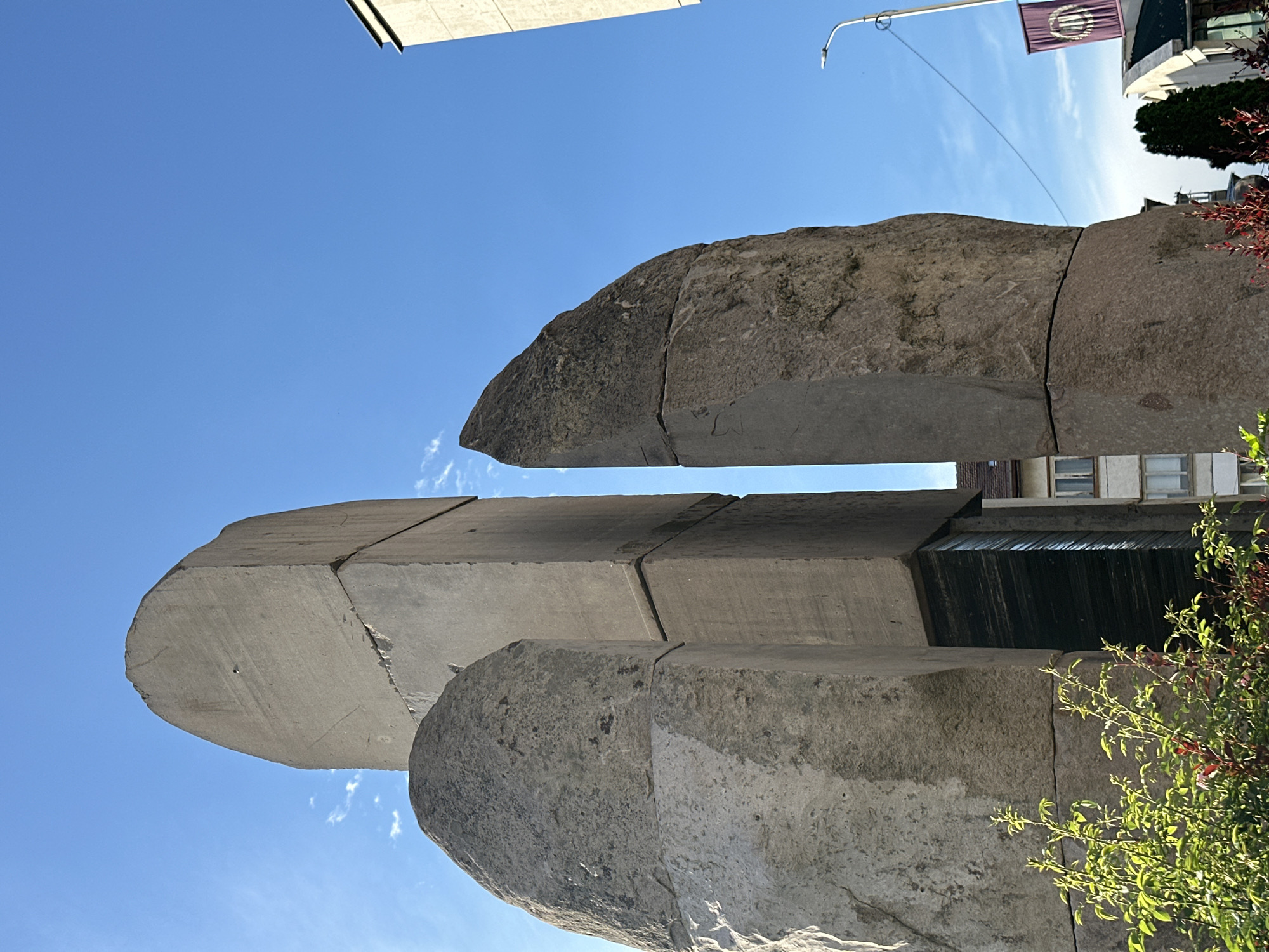 Tourist documents historic landmarks in Lovech, Bulgaria city center