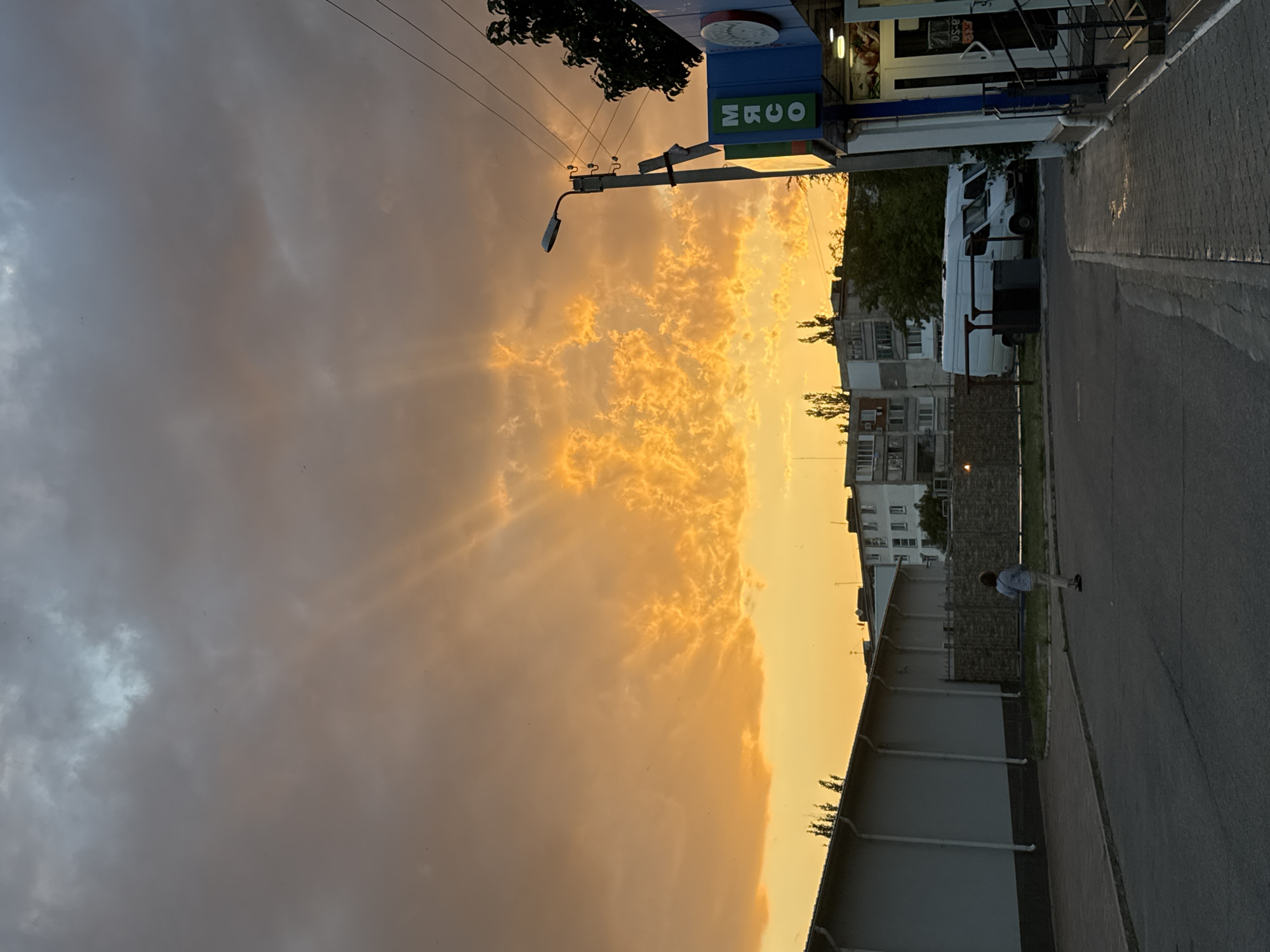 Dramatic summer sunset lights up the sky over Tiraspol