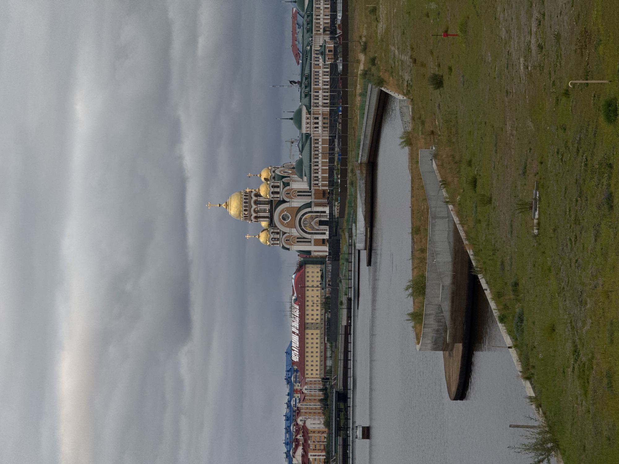 Golden domes of Salekhard's Holy Assumption Cathedral by the Poluy River