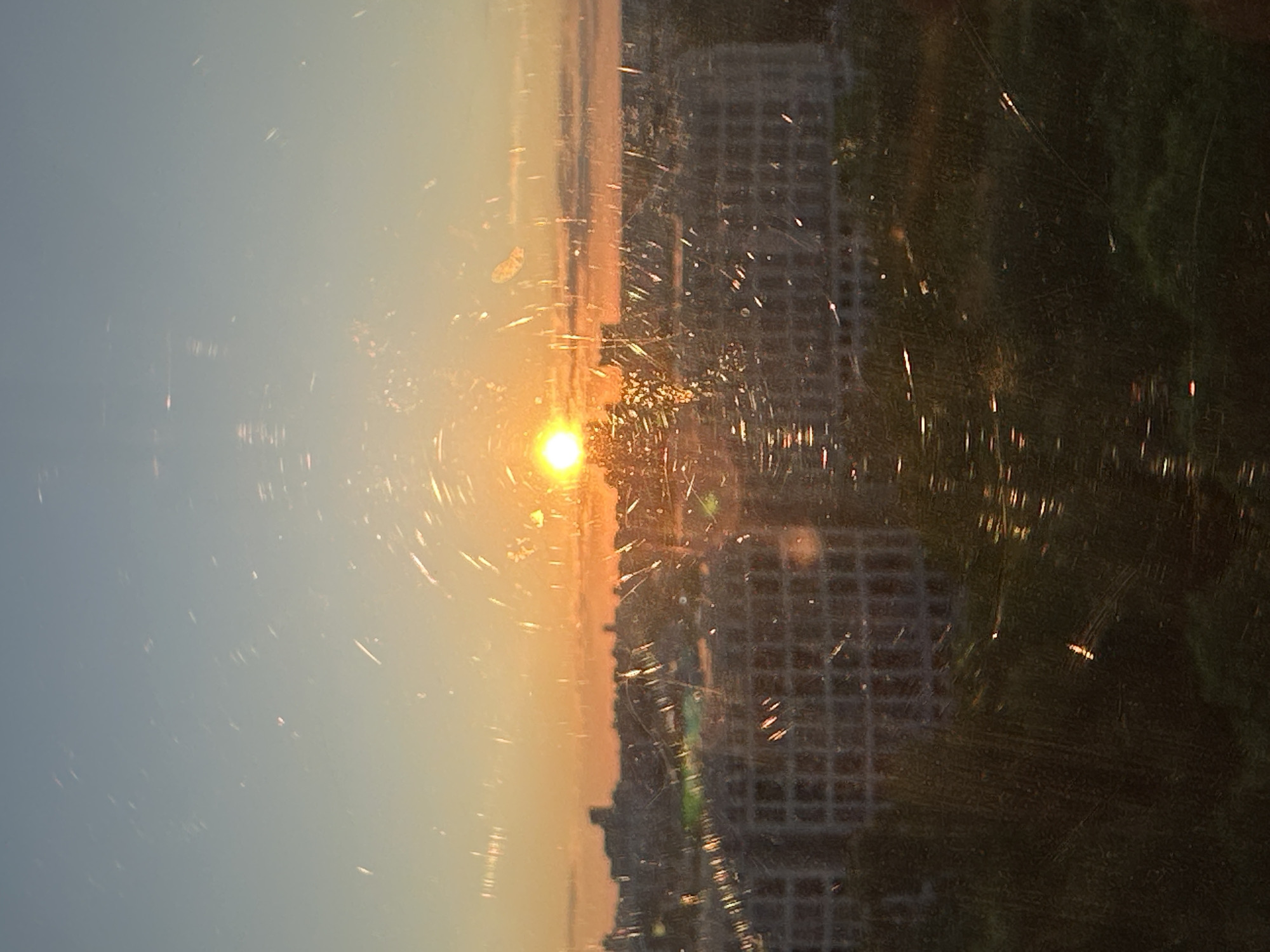 Sunset over Minsk captured from Ferris wheel, elevated positions