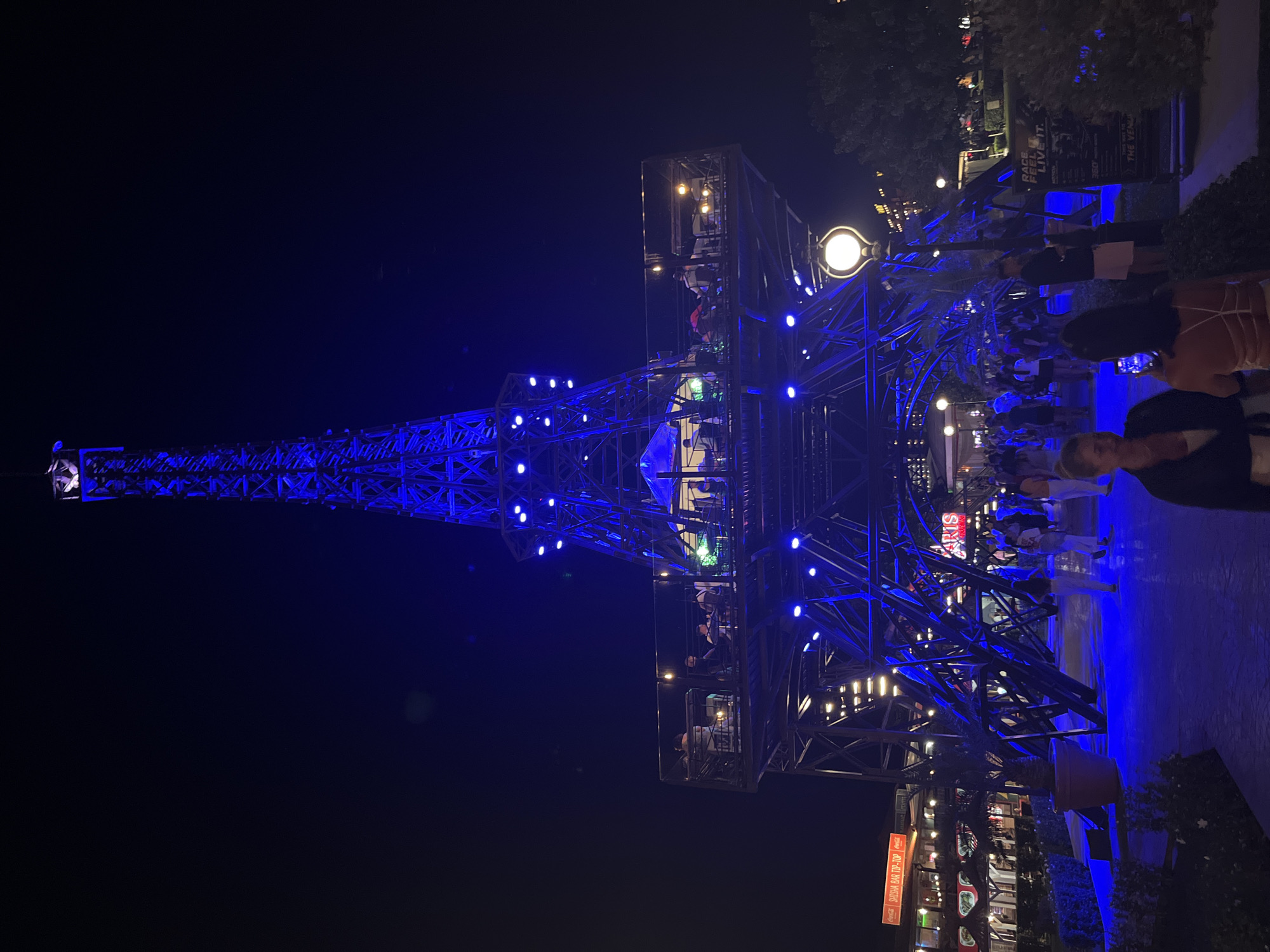 Blue-lit Eiffel Tower replica glows in Varna's Sea Garden