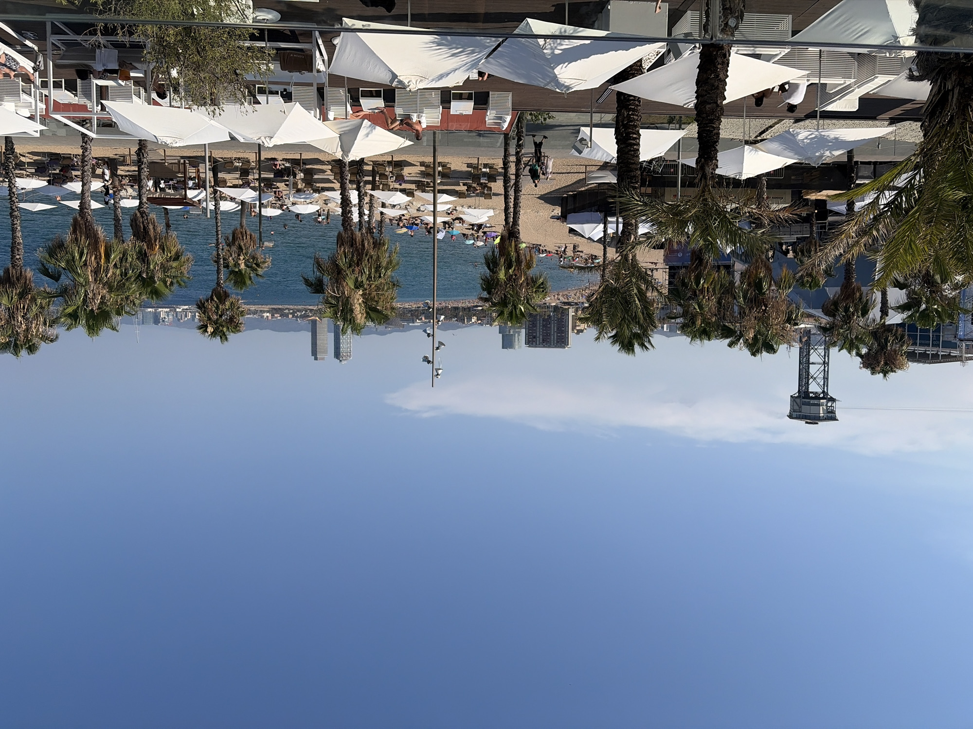 Poolside scene at a Barcelona beach club near Port Olímpic
